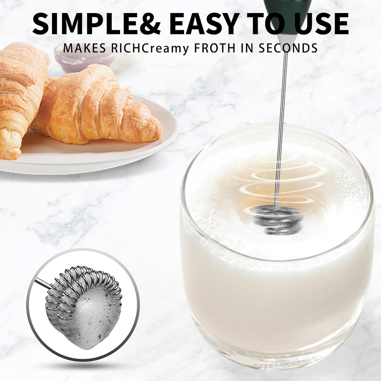 Espumador de Leche Recargable PQWPQW Verde Claro 3 Velocidades