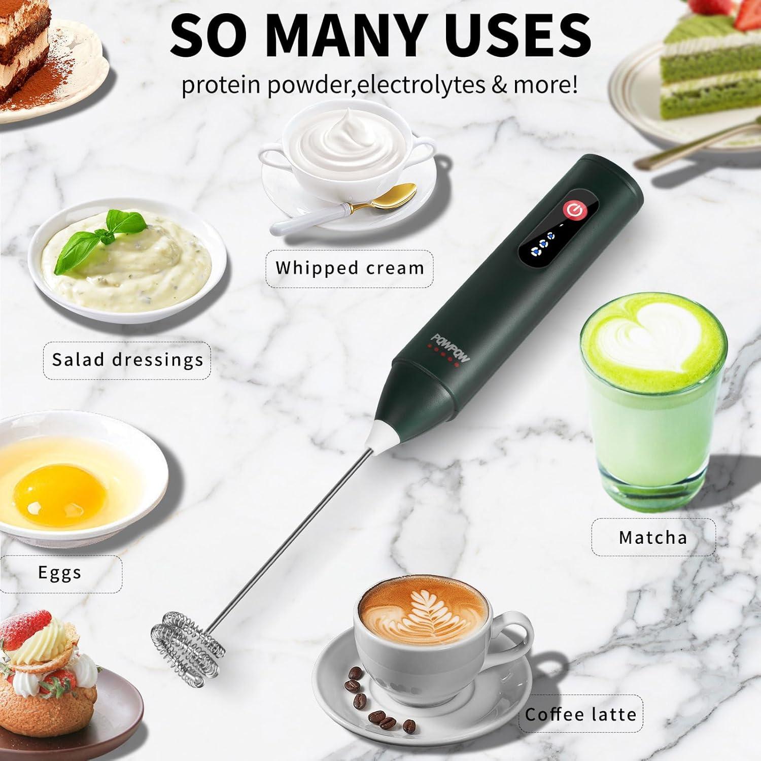 Espumador de Leche Recargable PQWPQW 3 Velocidades Verde Oscuro