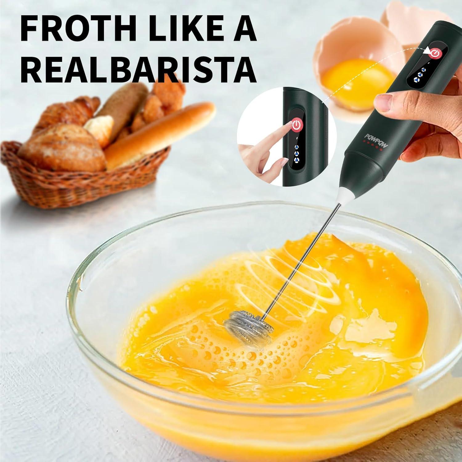 Espumador de Leche Recargable PQWPQW 3 Velocidades Verde Oscuro