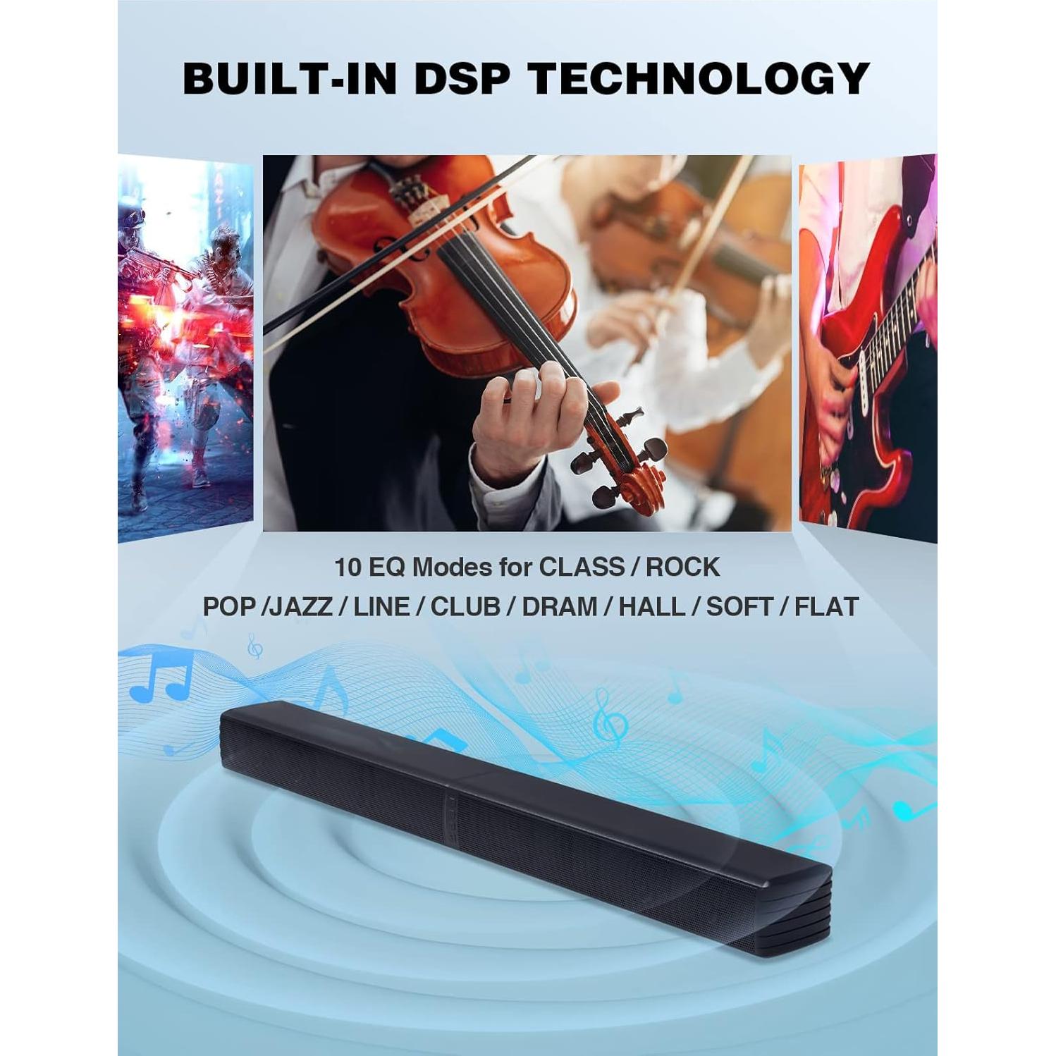 Barra de Sonido Puxinat 32" 2.2CH Bluetooth 5.0 con Subwoofer