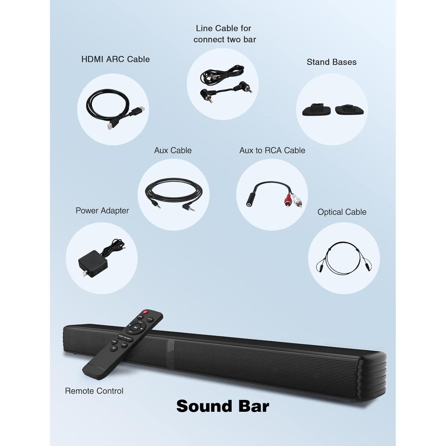 Barra de Sonido Puxinat 32" 2.2CH Bluetooth 5.0 con Subwoofer