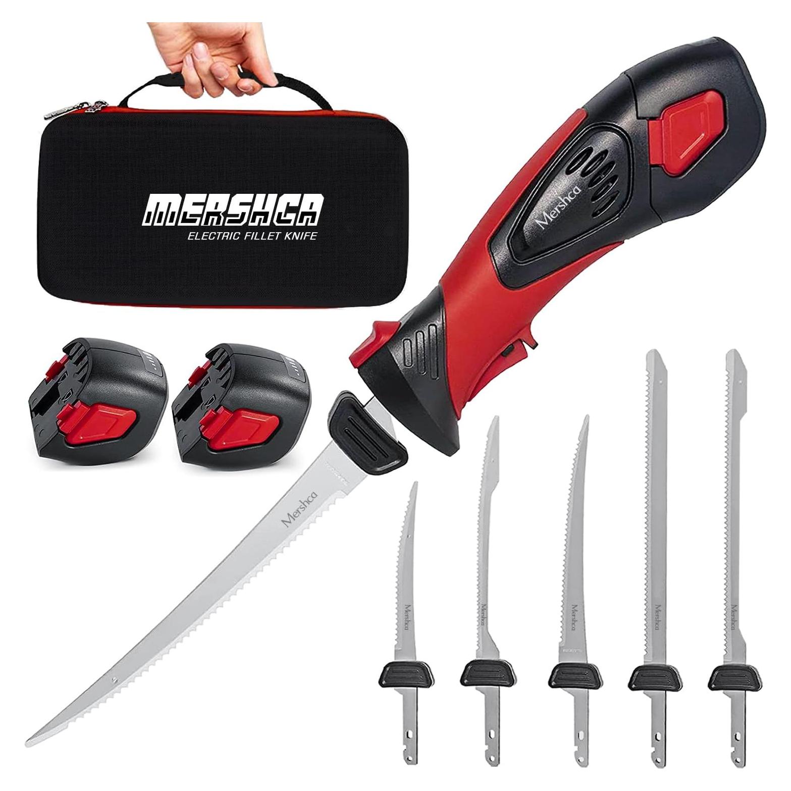 Cuchillo de Filete Eléctrico Inalámbrico Mershca 5 Cuchillas 25cm