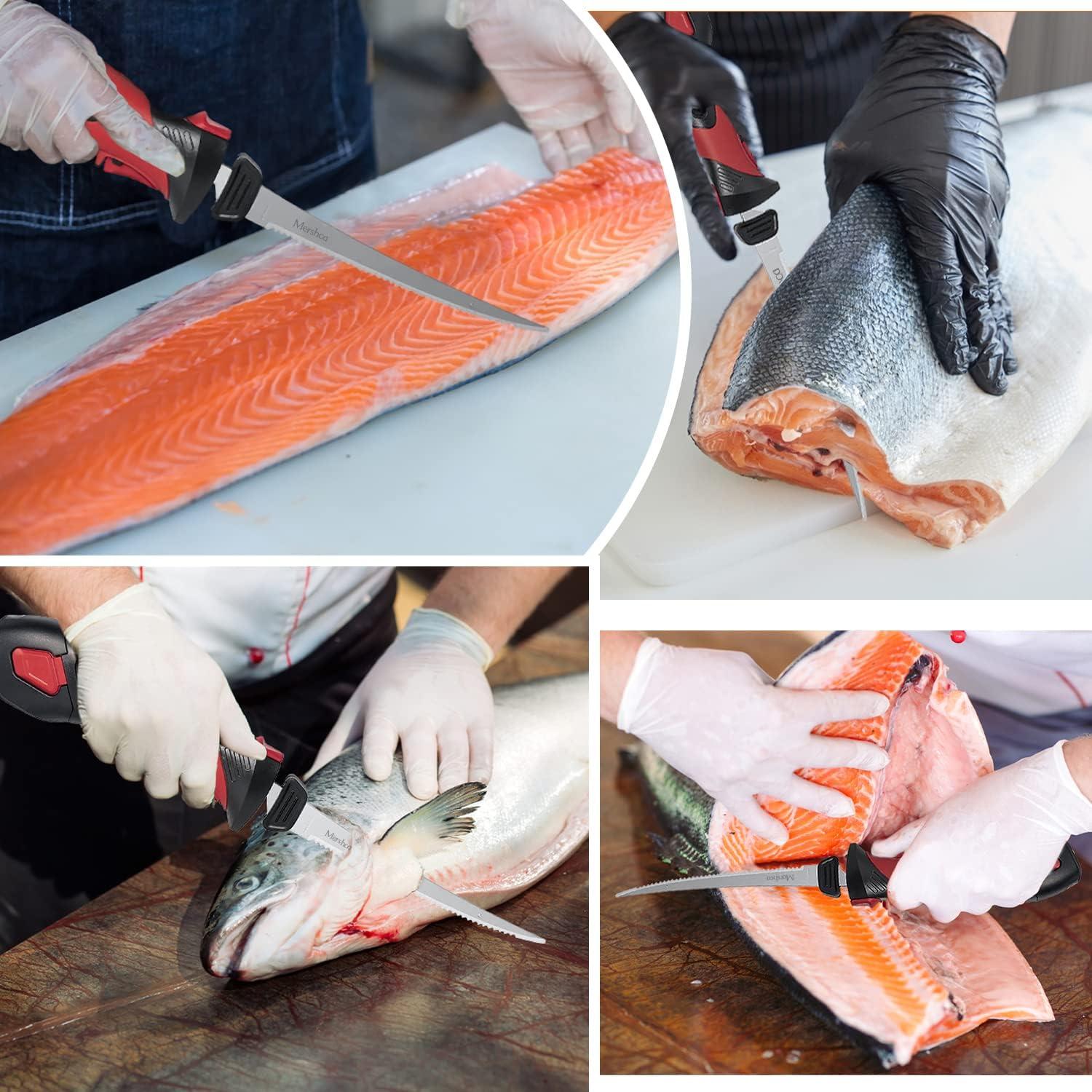 Cuchillo de Filete Eléctrico Inalámbrico Mershca 5 Cuchillas 25cm