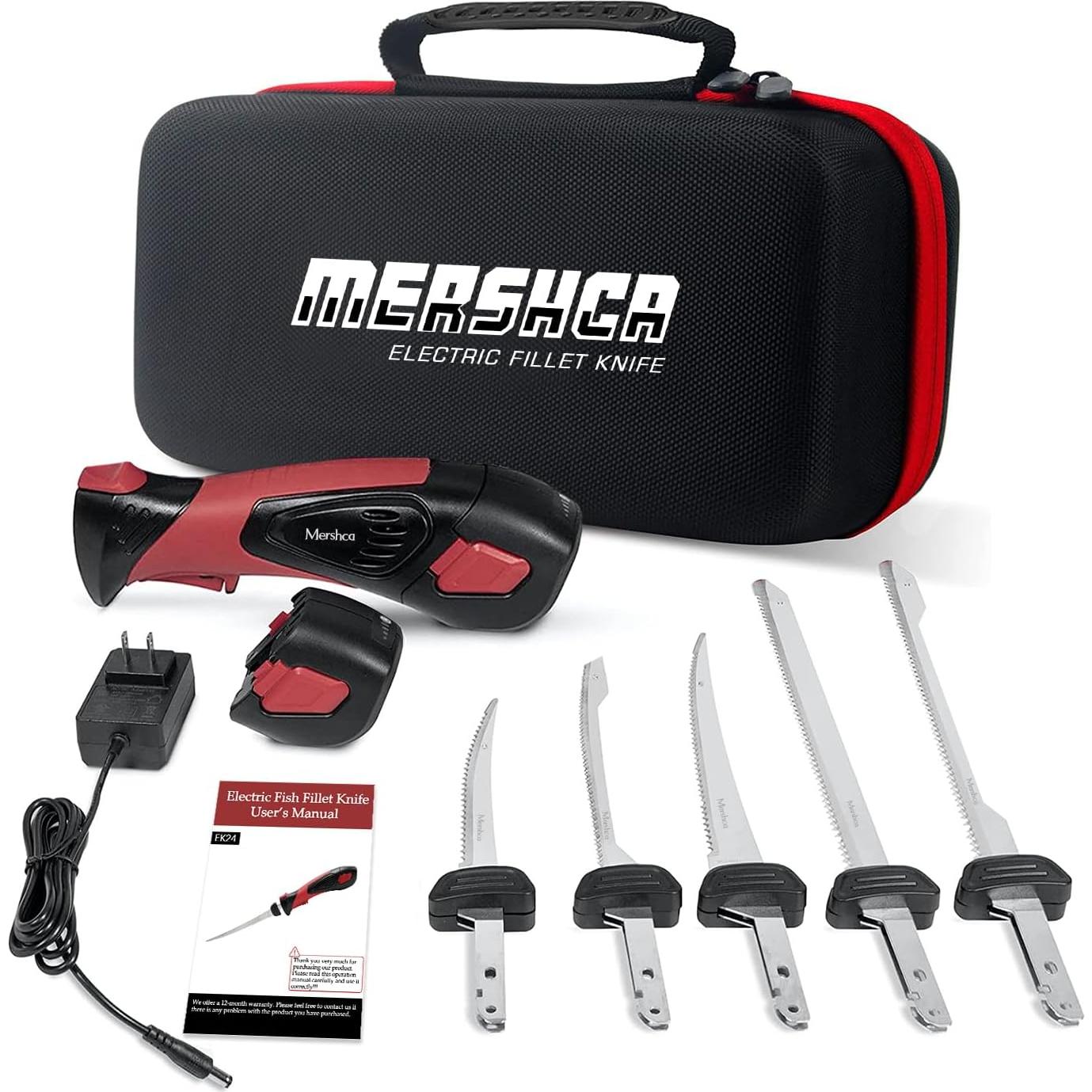 Cuchillo de Filete Eléctrico Inalámbrico Mershca 5 Cuchillas 25cm