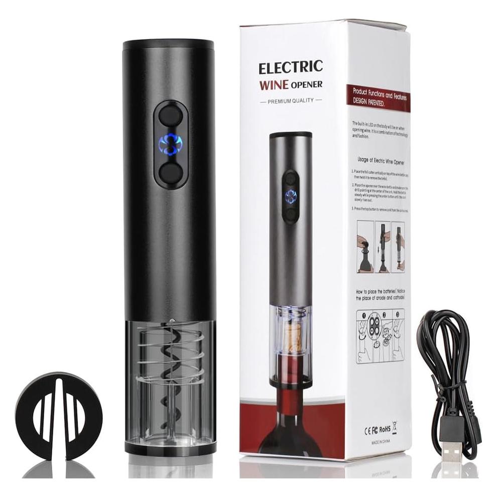 Abridor de vino eléctrico recargable LeadwayTek negro