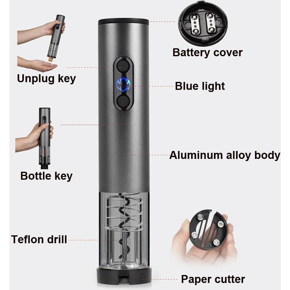 Abridor de vino eléctrico recargable LeadwayTek negro