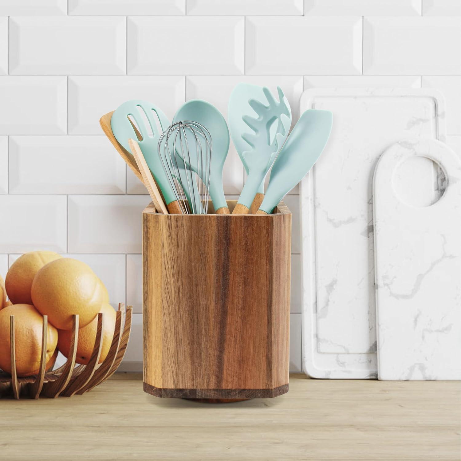 Soporte de Utensilios de Cocina RedCall de Madera de Acacia 360°