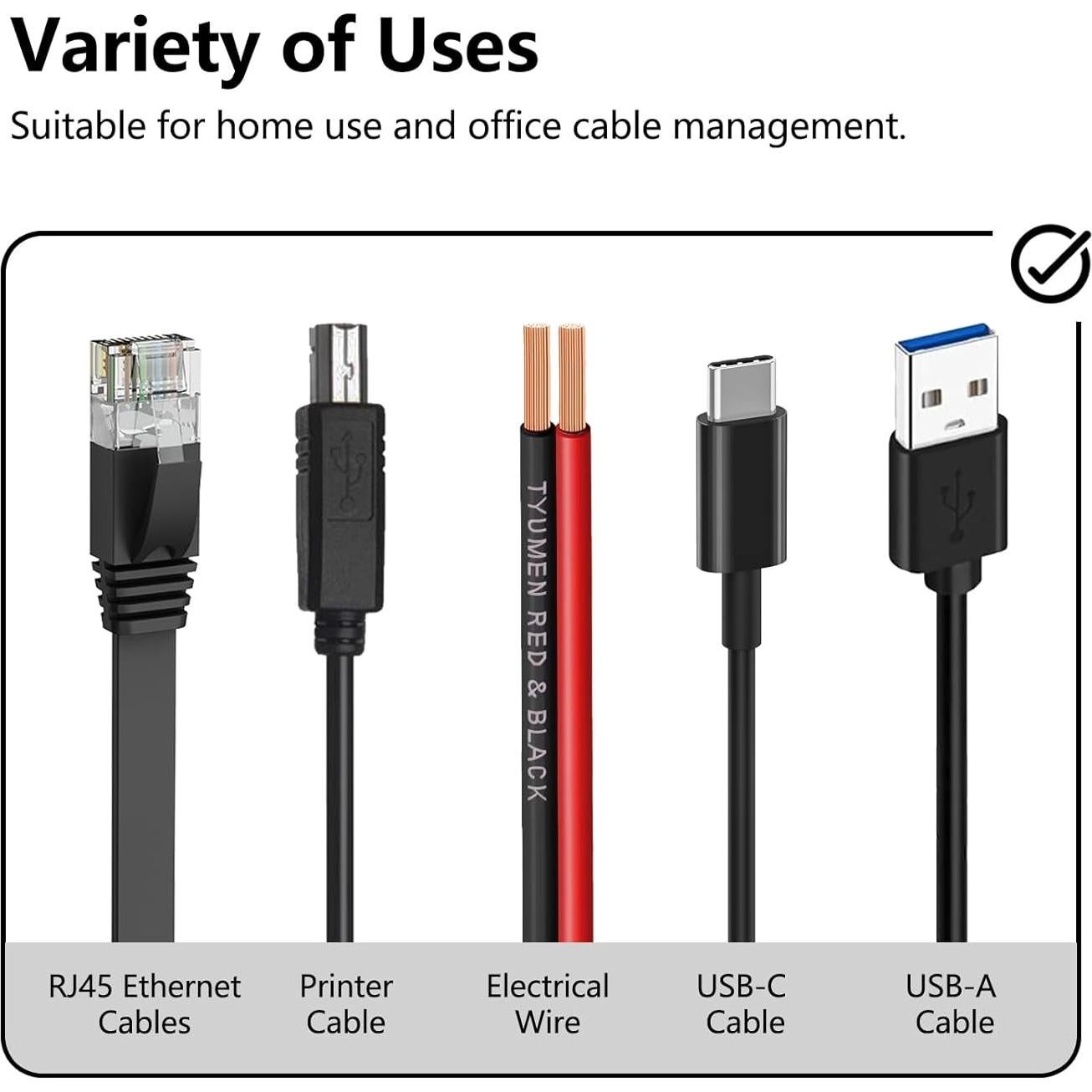 Clips para Cables Jadaol - 400 Piezas, 4 Tamaños, Blanco