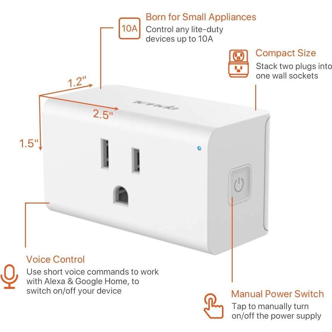 Enchufe Inteligente WiFi Tenda SP9 (2 Paquete) con Monitoreo de Energía