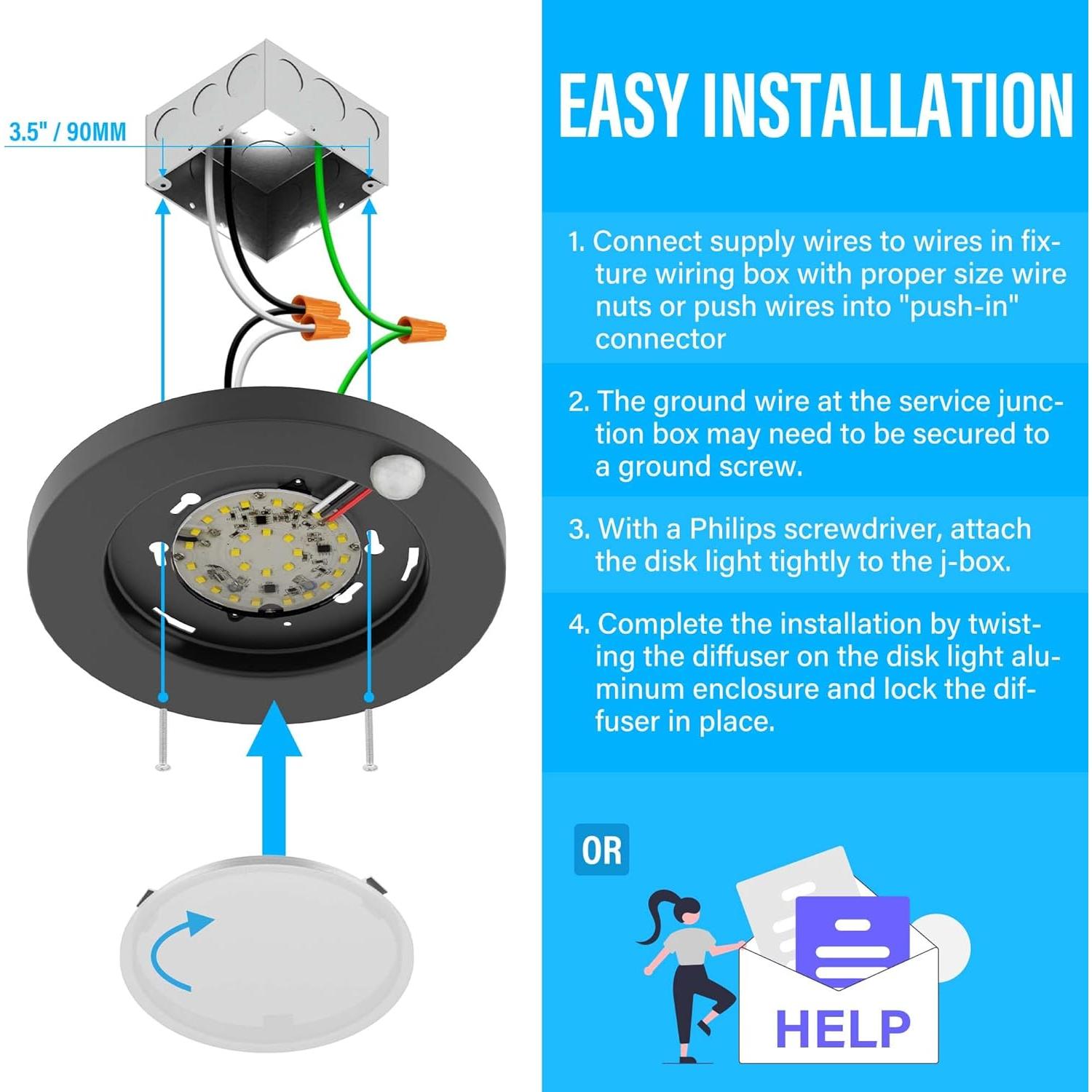 Luz de Closet ZAGO 6" Cableada con Sensor PIR 120V - 2 Paquetes