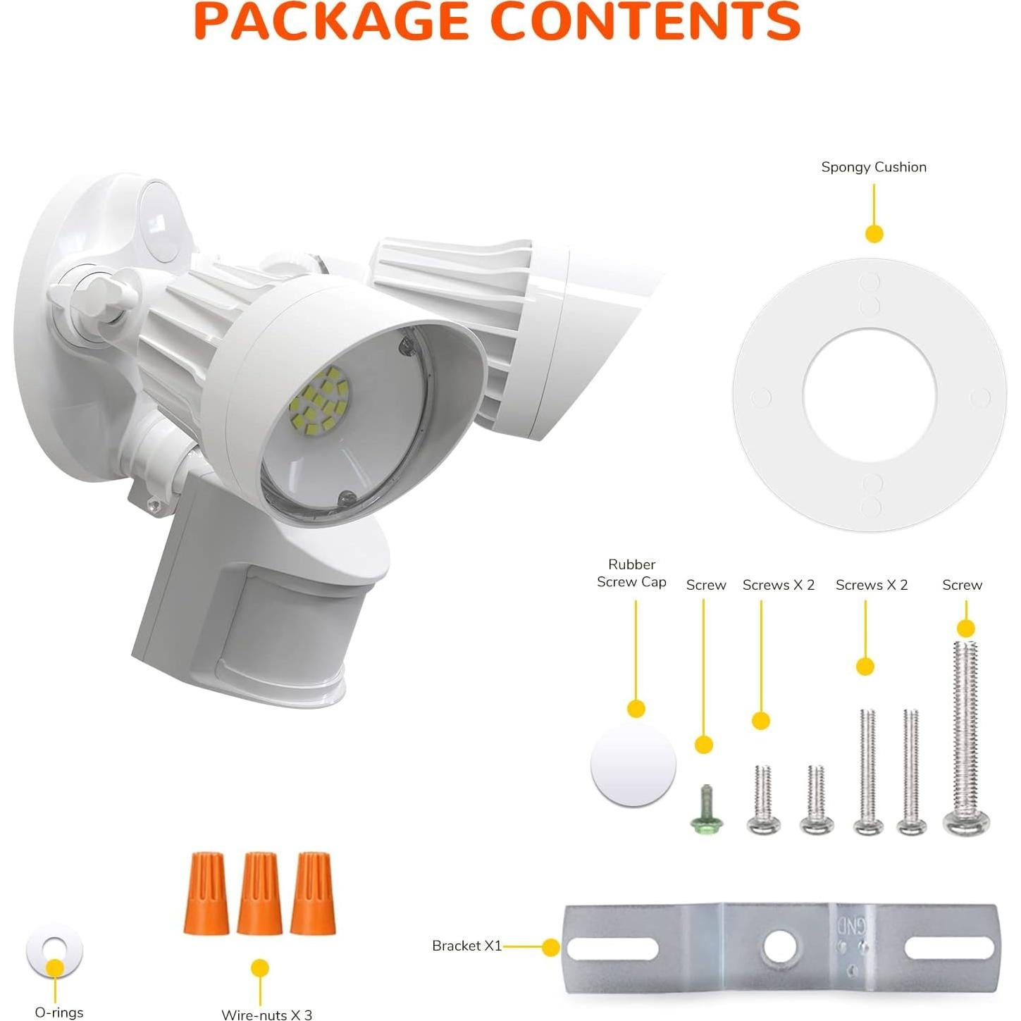 JJC Luz de Seguridad LED Exterior 27.5W 3000LM IP65 Blanco Cálido