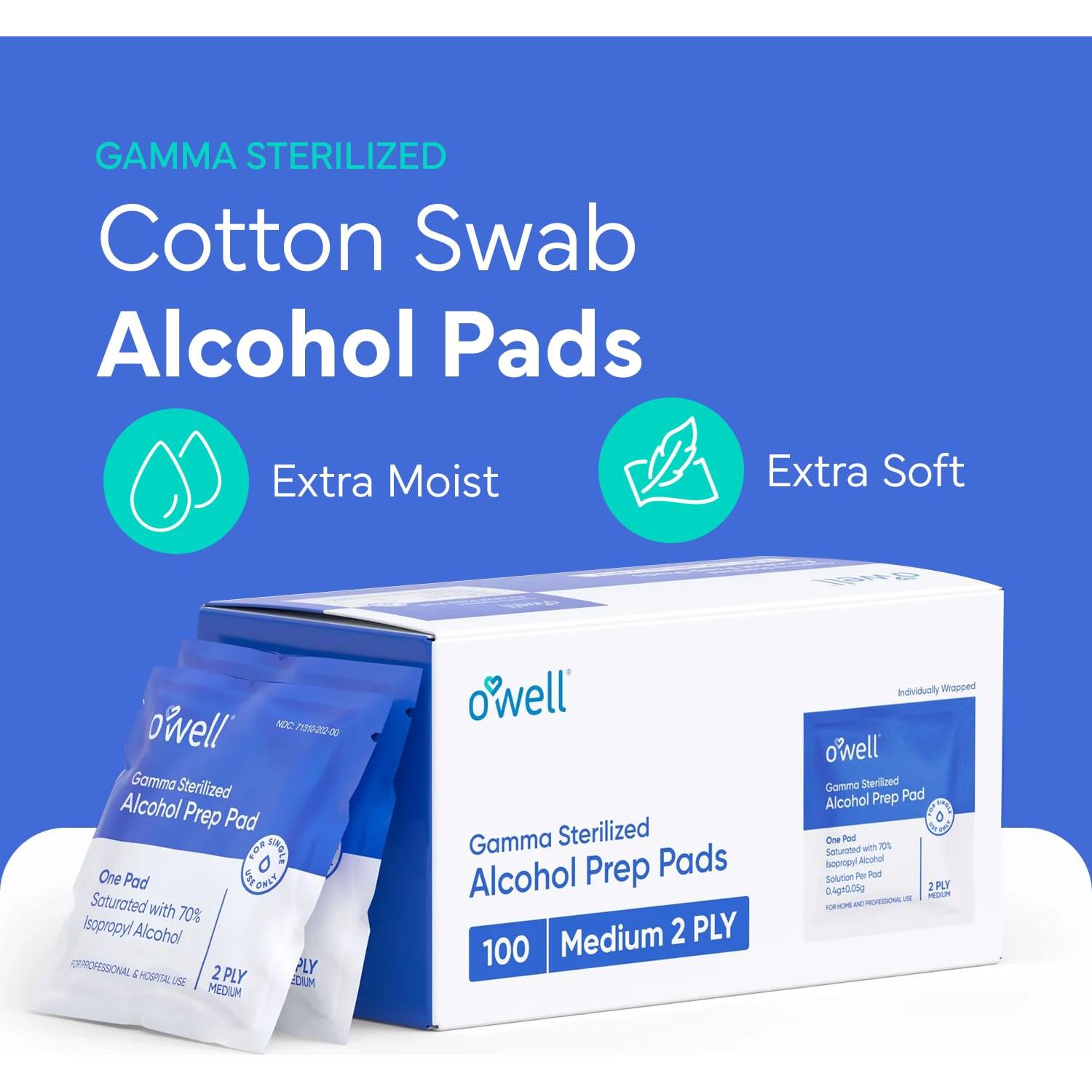 Toallitas Antisépticas Estériles OWELL - 100 Unidades 70% Alcohol