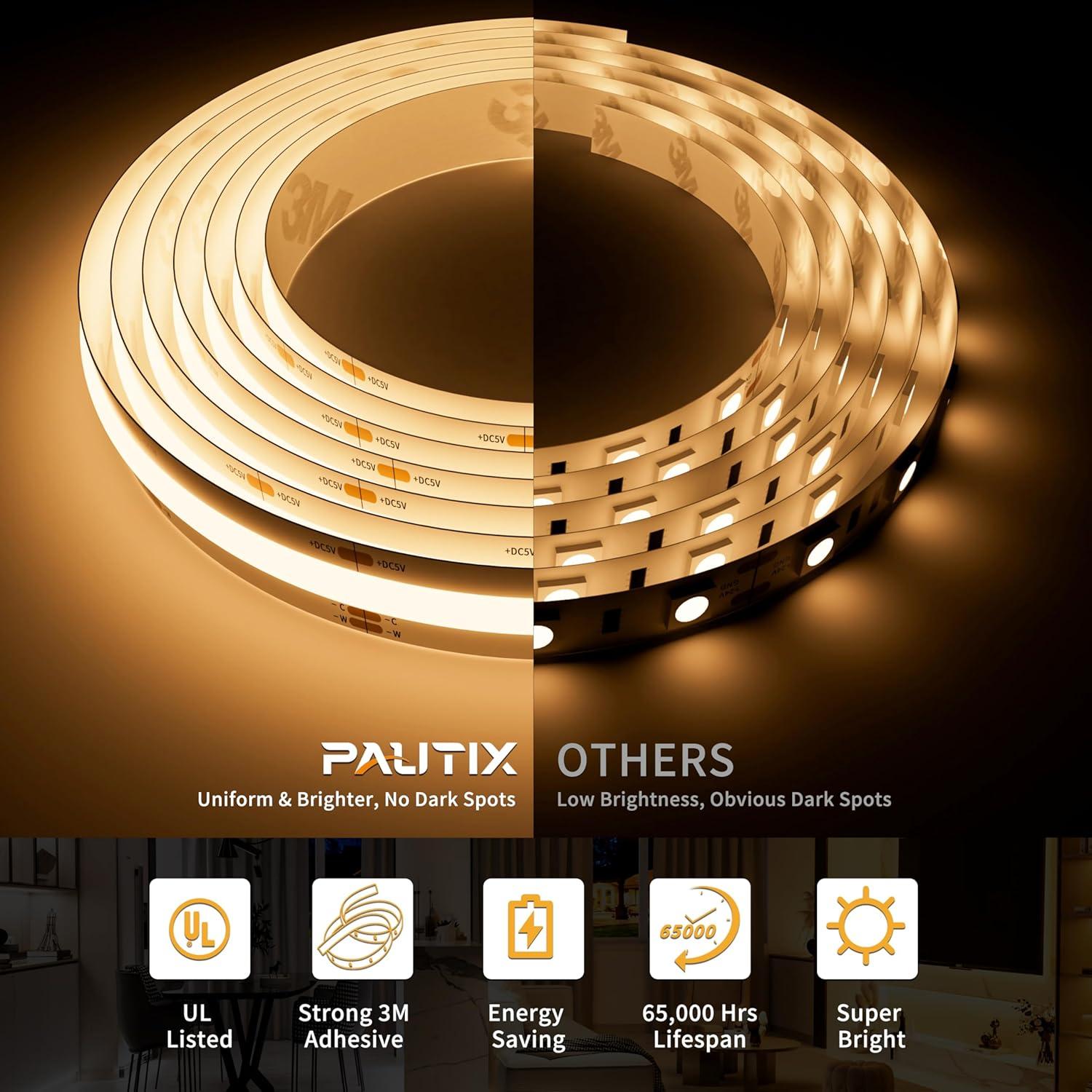 Tira LED COB PAUTIX 2m 2700K-6500K Dimmable con Control Remoto