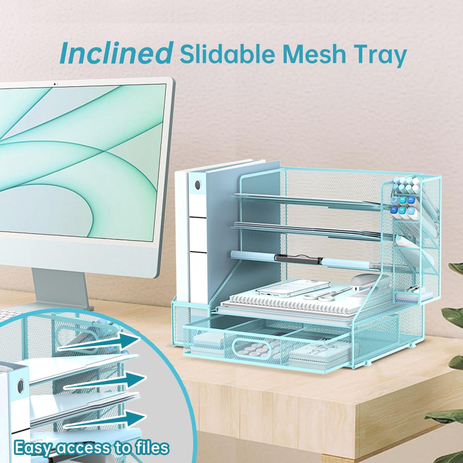 Organizador de Escritorio SUPEASY 6 Niveles Metal Azul