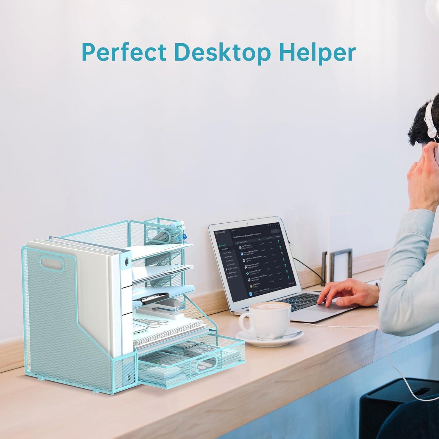 Organizador de Escritorio SUPEASY 6 Niveles Metal Azul