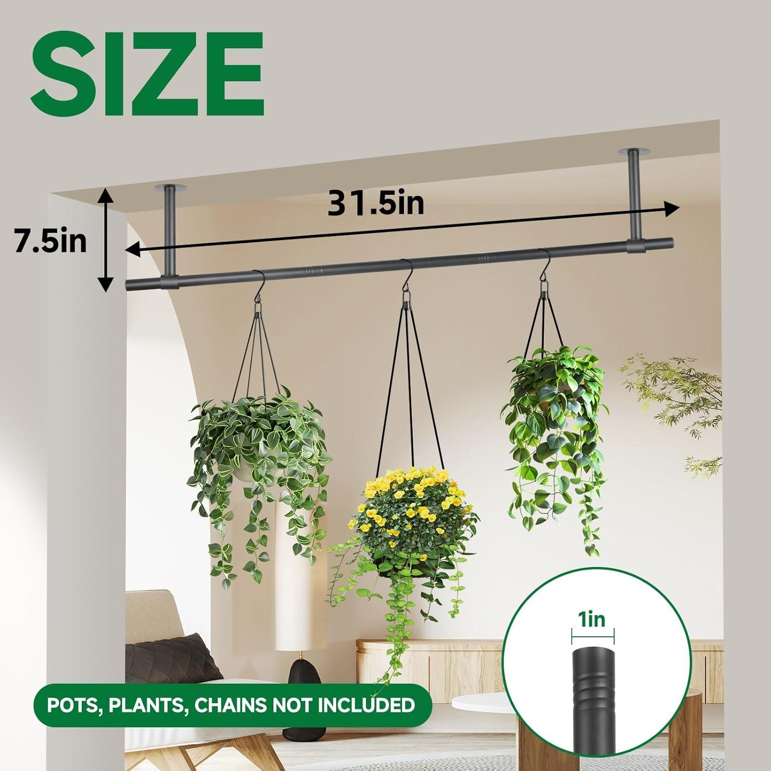 Soporte para Plantas Colgantes Uoveya 80 cm Negro Metal