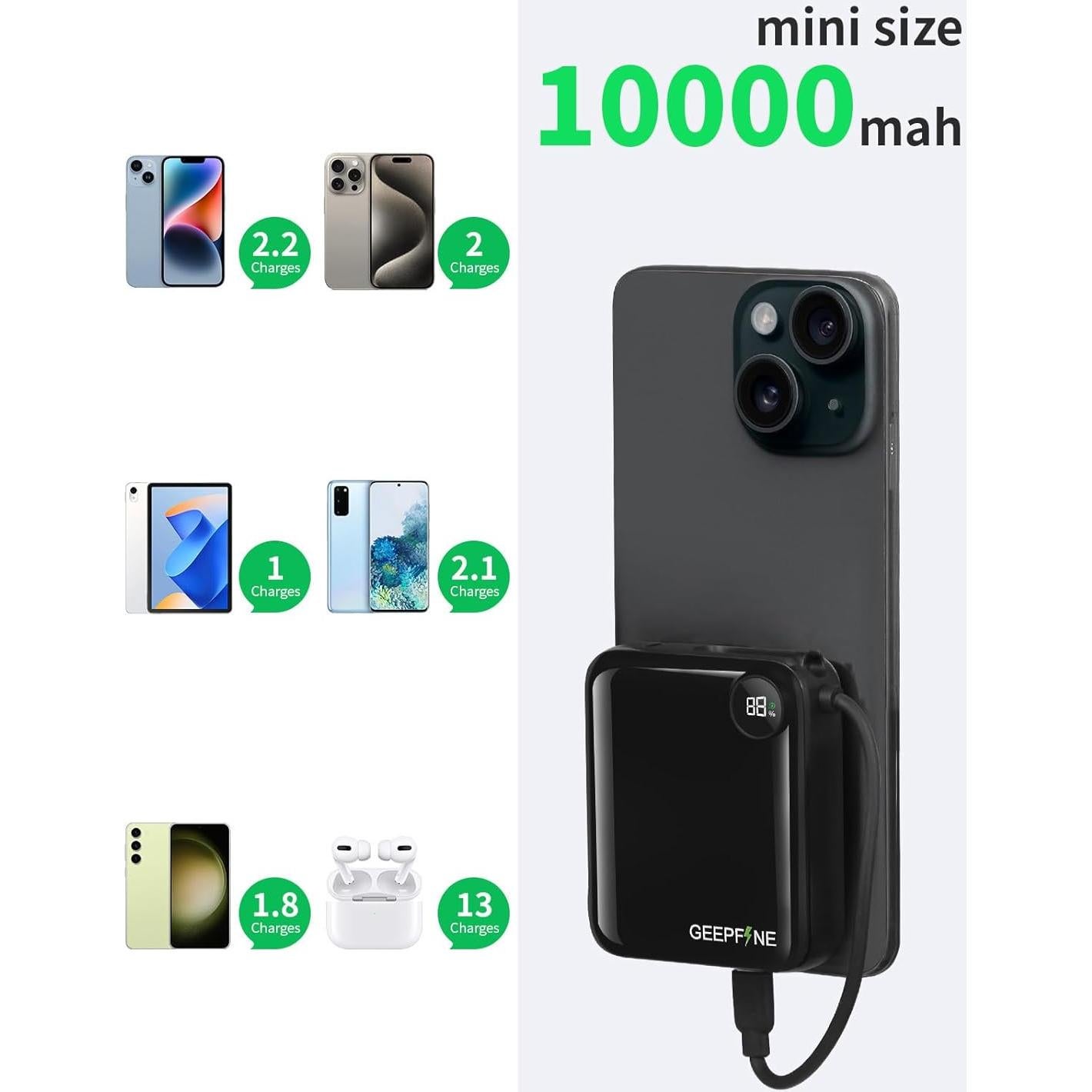 Cargador Portátil Mini GEEPFINE 10000mAh Carga Rápida PD20W