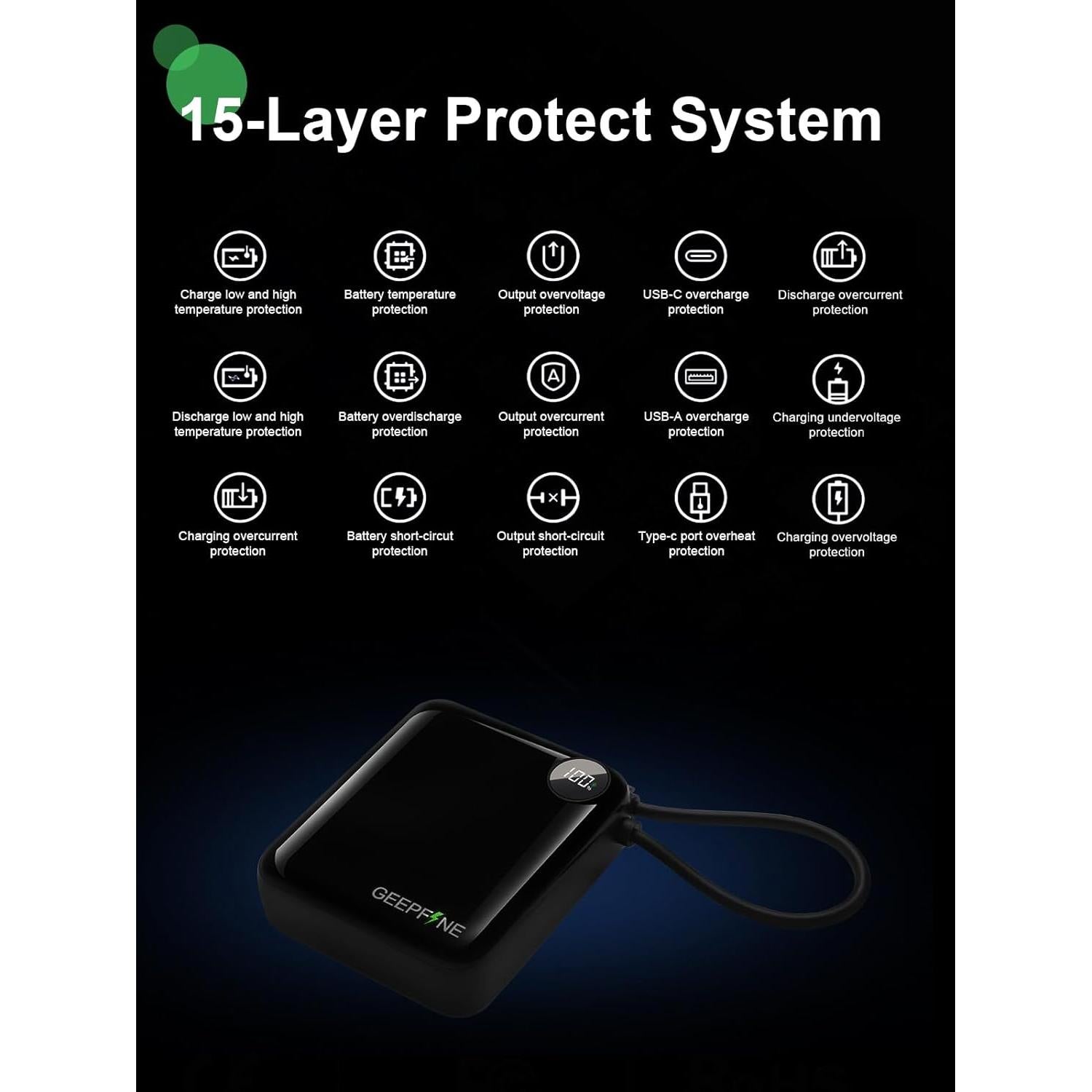 Cargador Portátil Mini GEEPFINE 10000mAh Carga Rápida PD20W