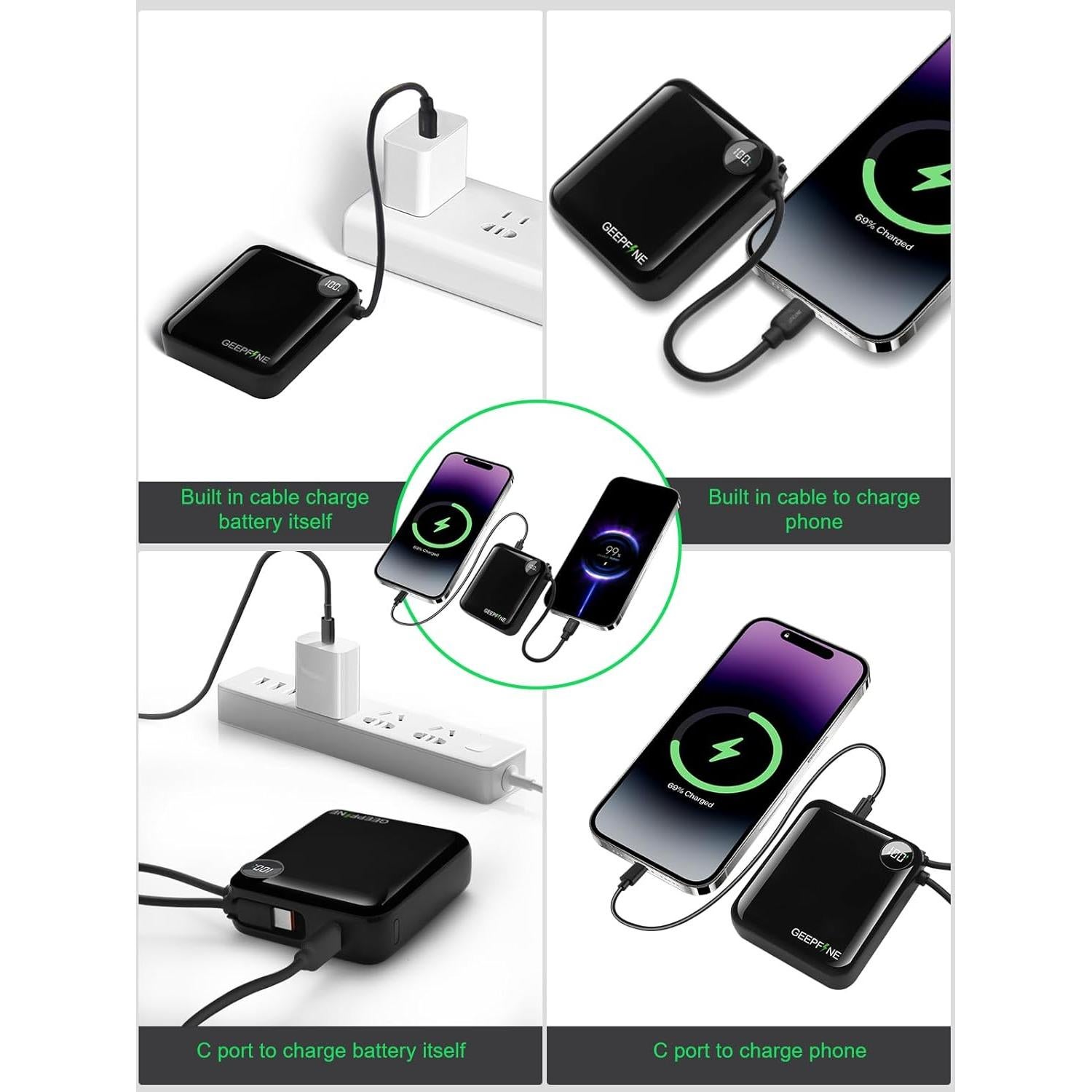 Cargador Portátil Mini GEEPFINE 10000mAh Carga Rápida PD20W