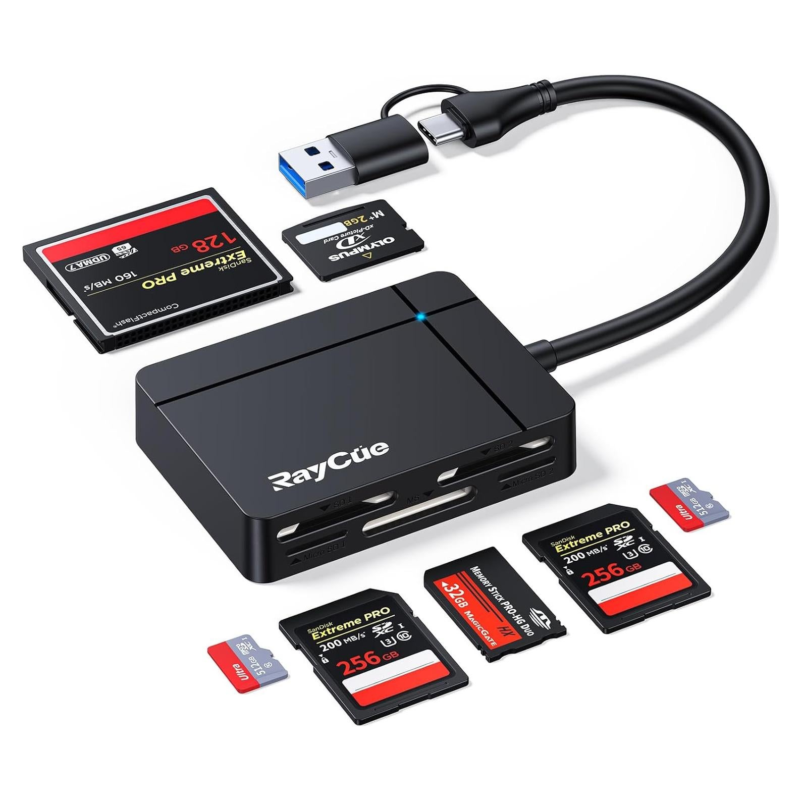 Lector de Tarjetas SD USB C RayCue 7 en 1 Alta Velocidad