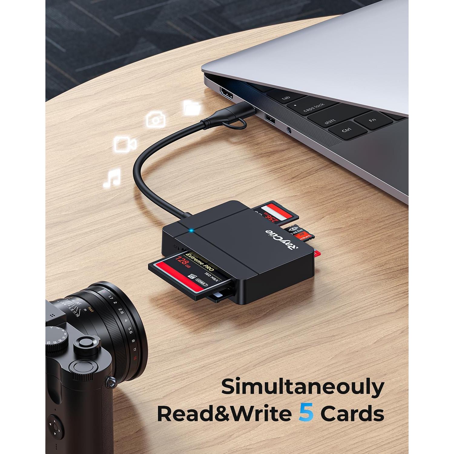 Lector de Tarjetas SD USB C RayCue 7 en 1 Alta Velocidad