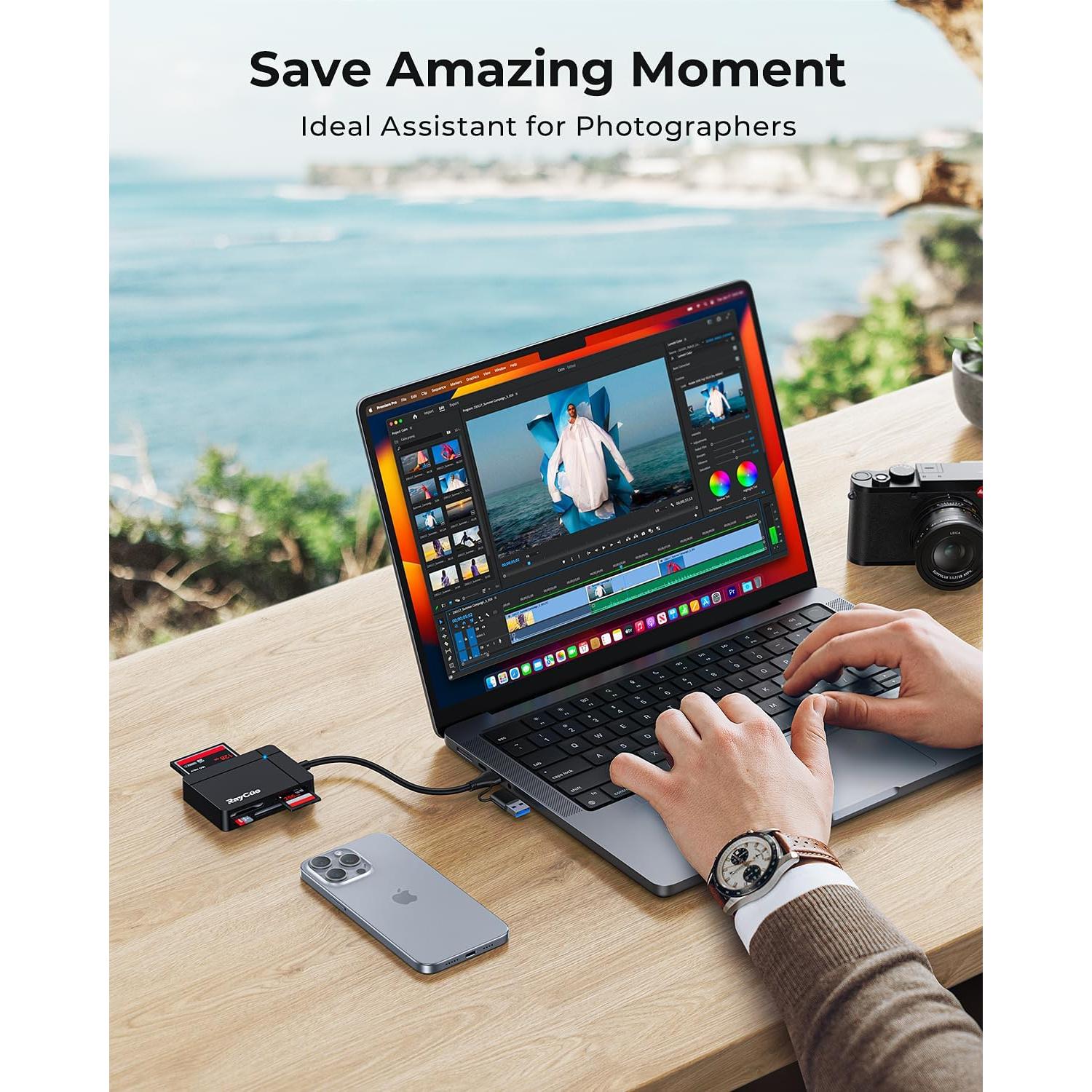 Lector de Tarjetas SD USB C RayCue 7 en 1 Alta Velocidad