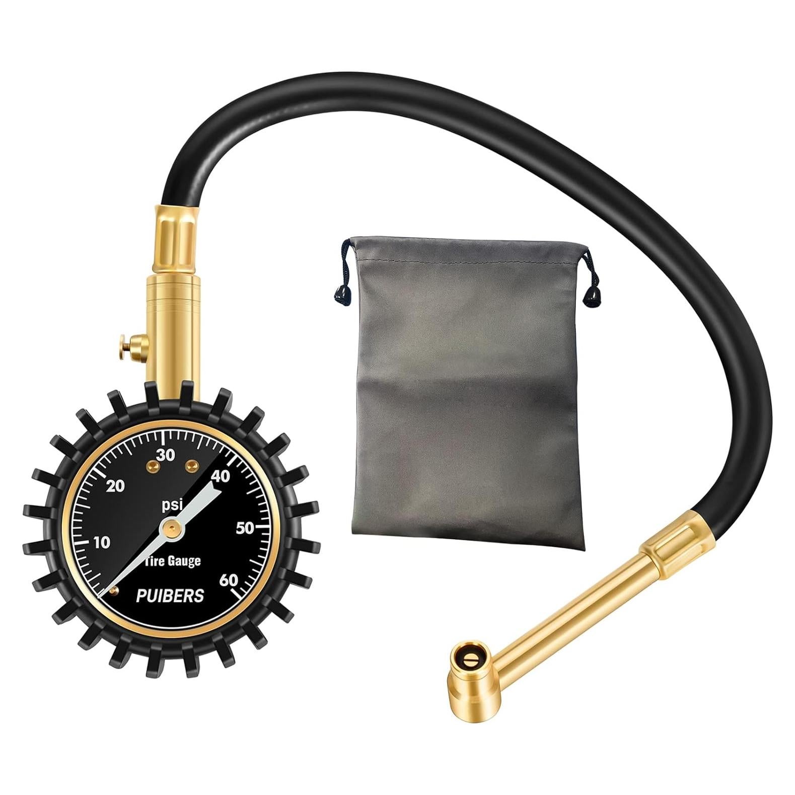 Manómetro de Presión de Neumáticos PUIBERS 60 PSI con Chuck 90°