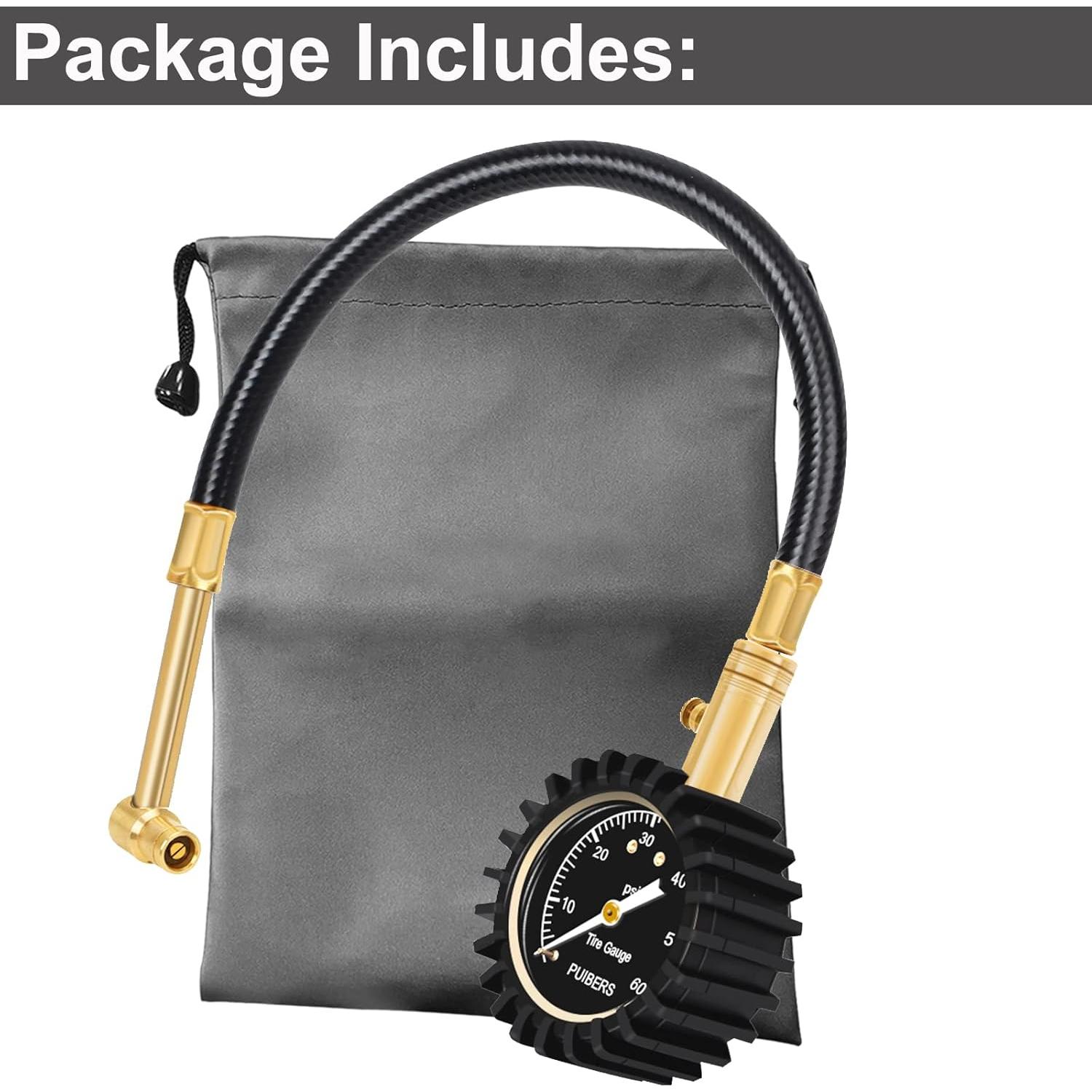 Manómetro de Presión de Neumáticos PUIBERS 60 PSI con Chuck 90°