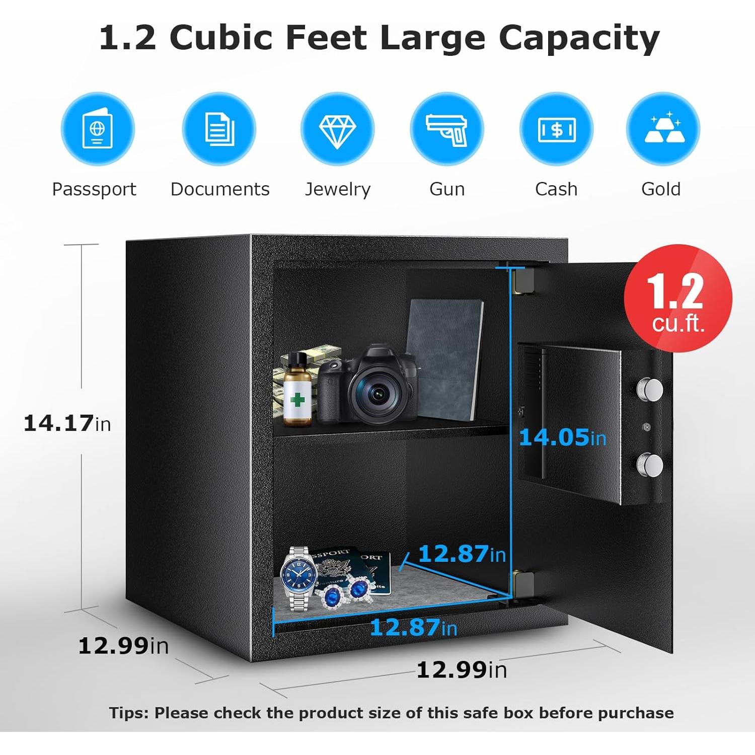 Caja Fuerte Bonsaii de Acero con Cerradura Digital 1.2 Pies³
