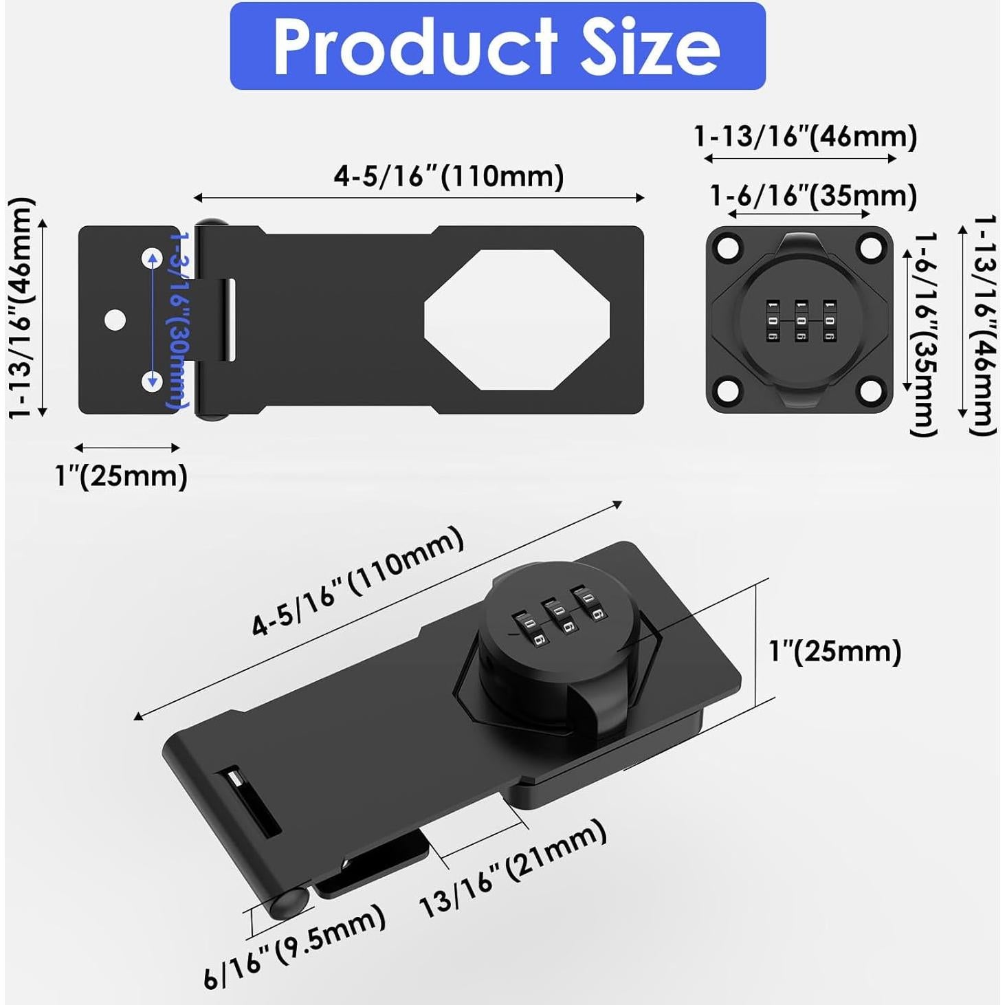 Cerraduras de combinación YogePote para puertas y gabinetes - 2 paquetes