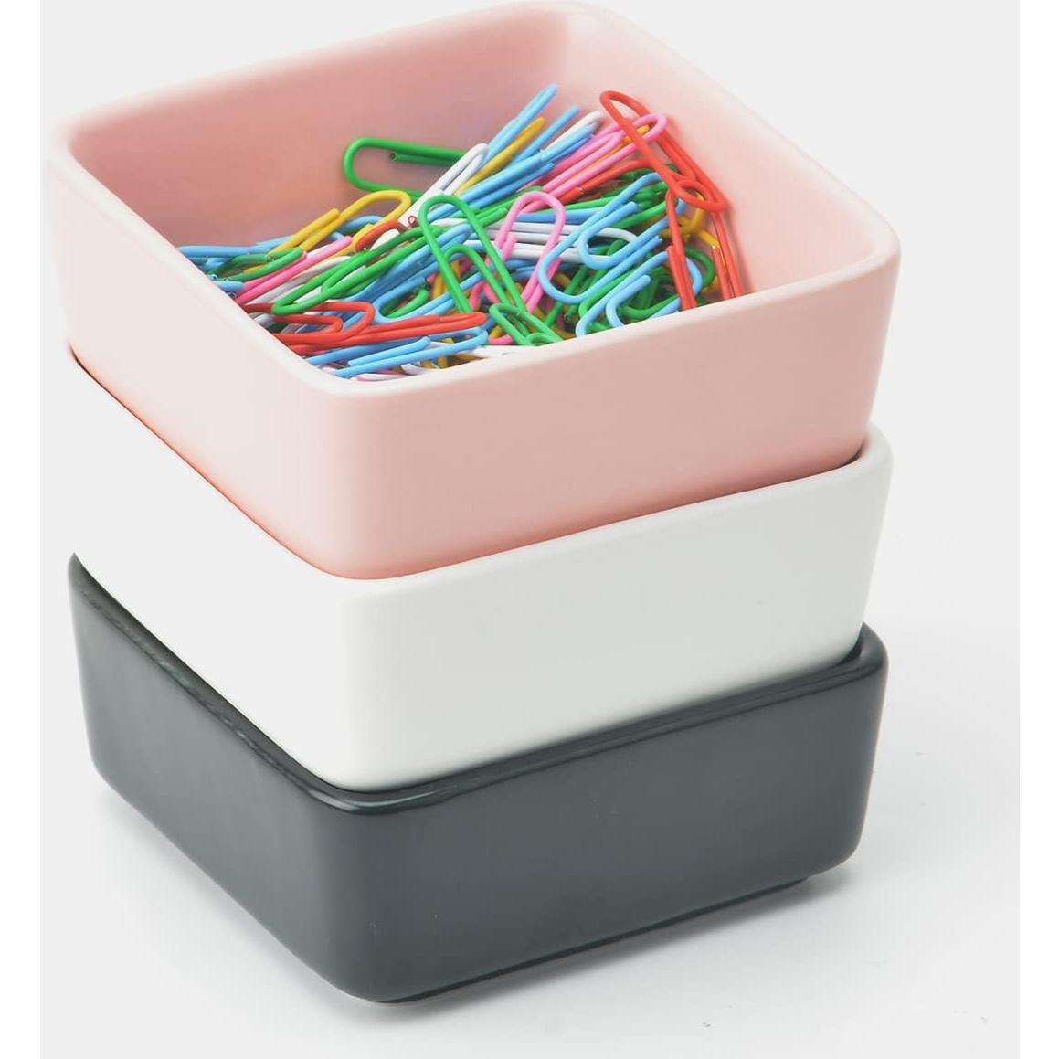 Organizador de Clips de Papel Cerámica SAMAZAMA Negro 2 Pcs