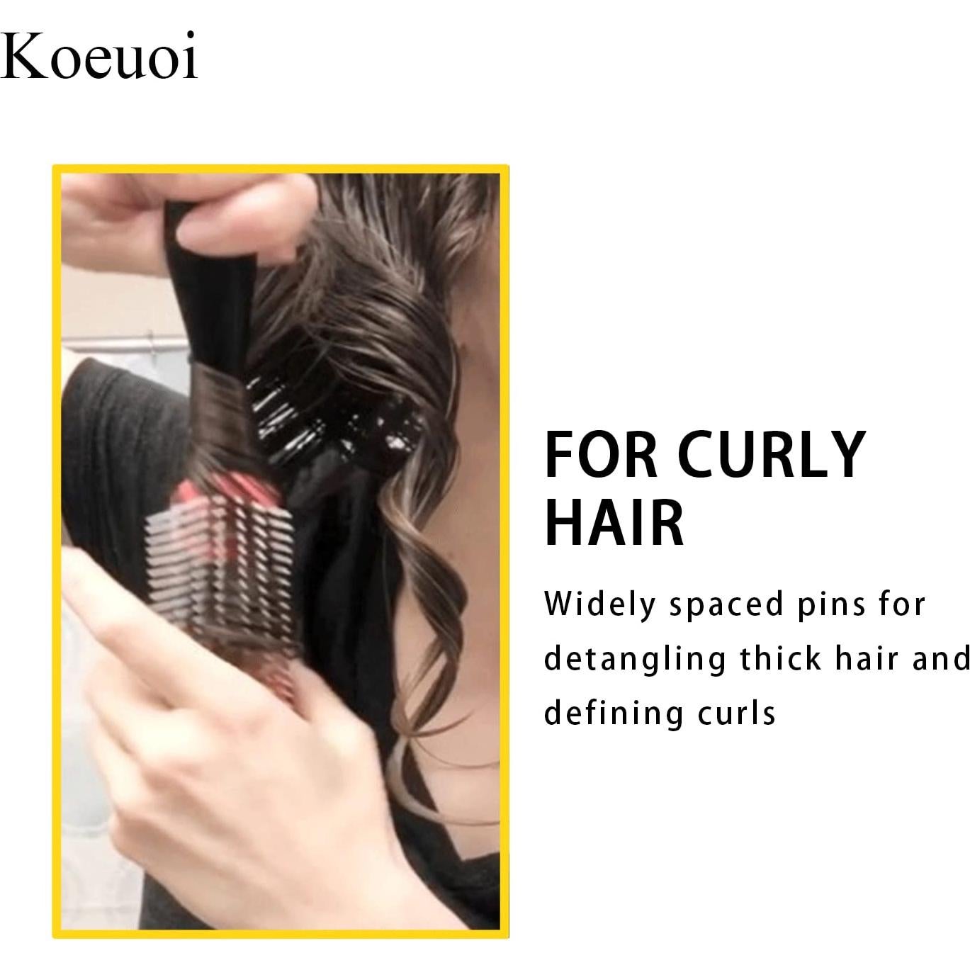 Cepillo Desenredante Negro Koeuoi para Cabello Rizado 21.6cm