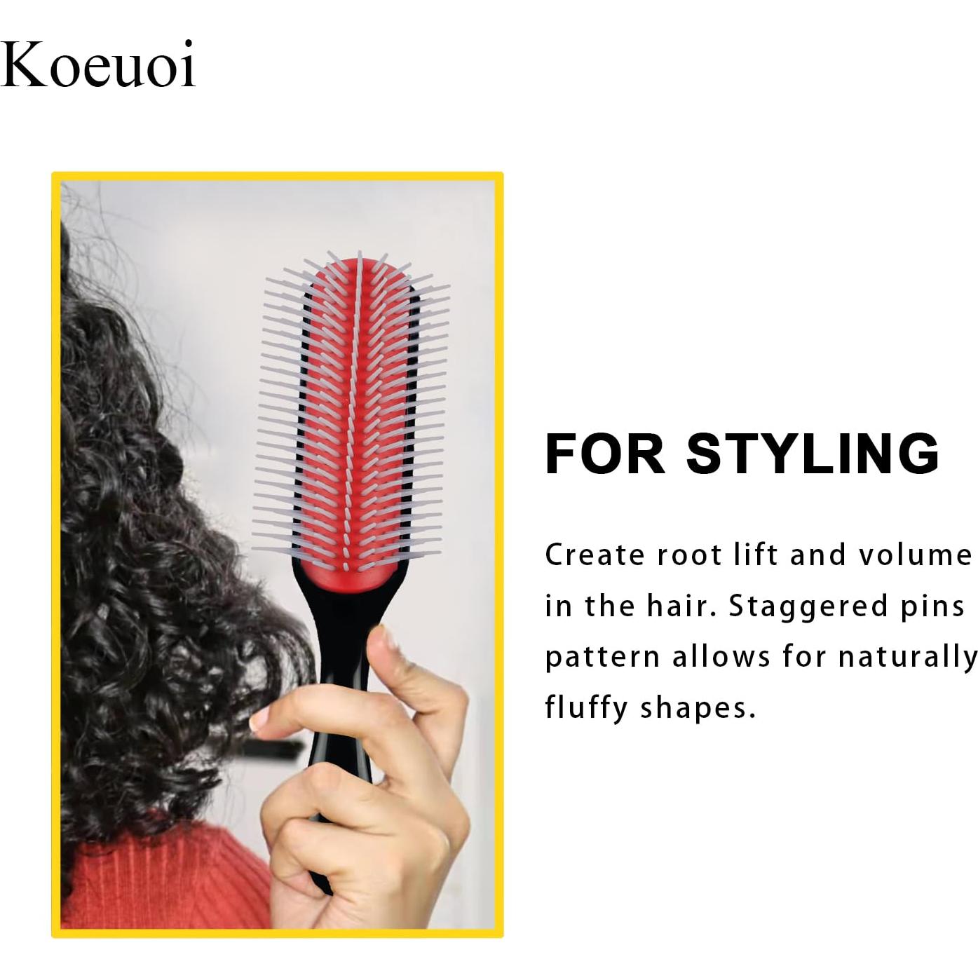 Cepillo Desenredante Negro Koeuoi para Cabello Rizado 21.6cm