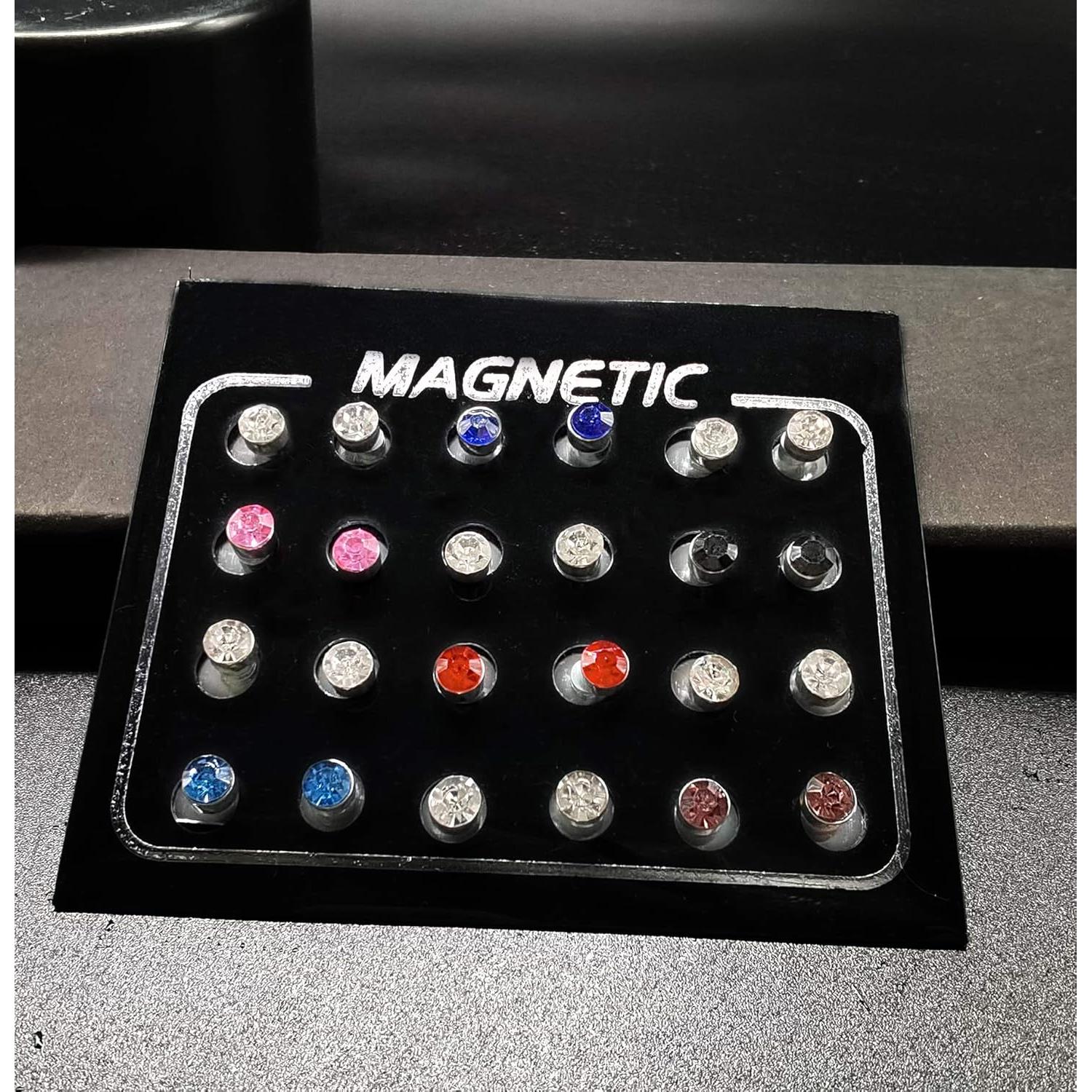 Pendientes Magnéticos Tornito 24 Pares Zirconia Cubica 4MM 6MM