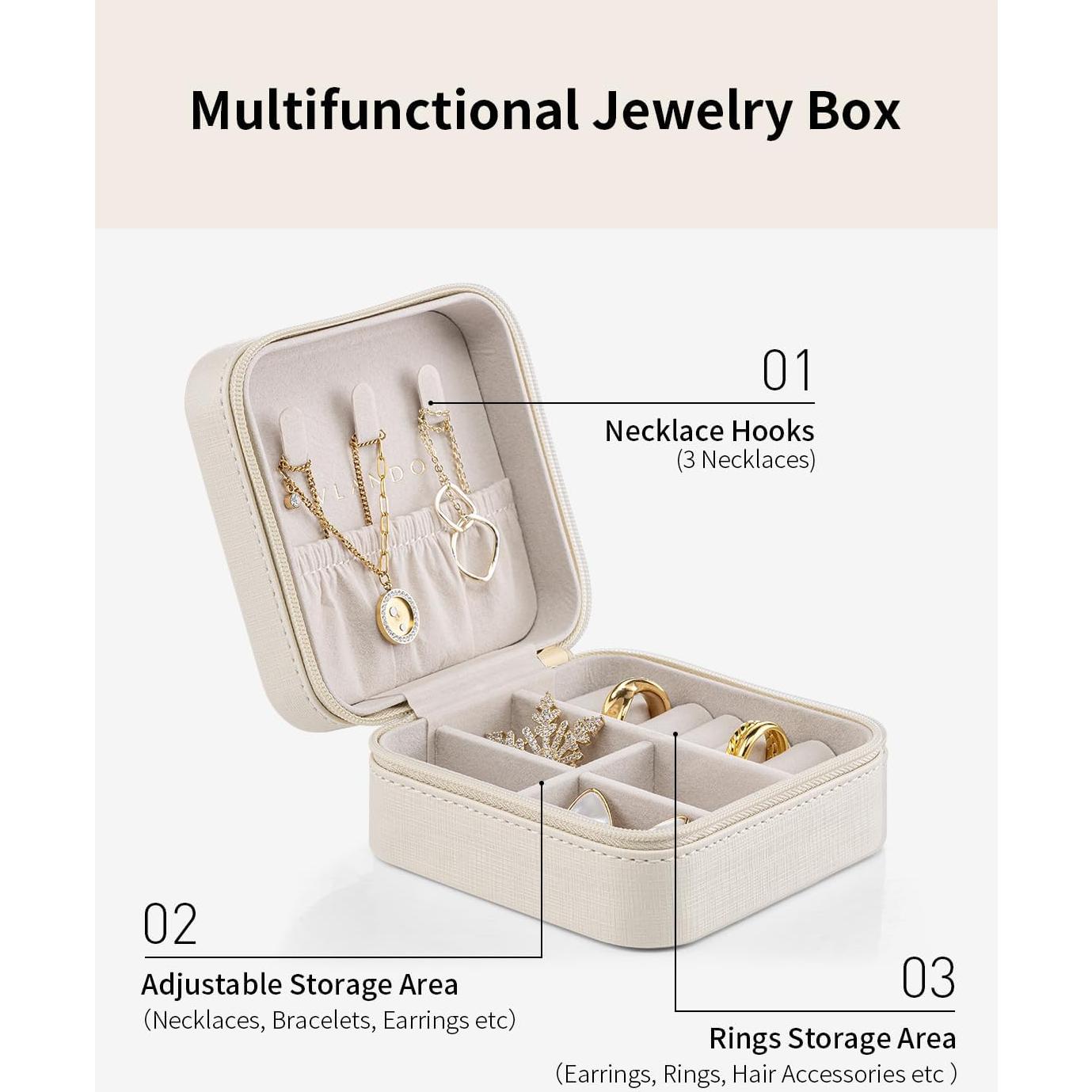 Organizador de Joyería de Viaje Vlando Beige 10x10x5 cm