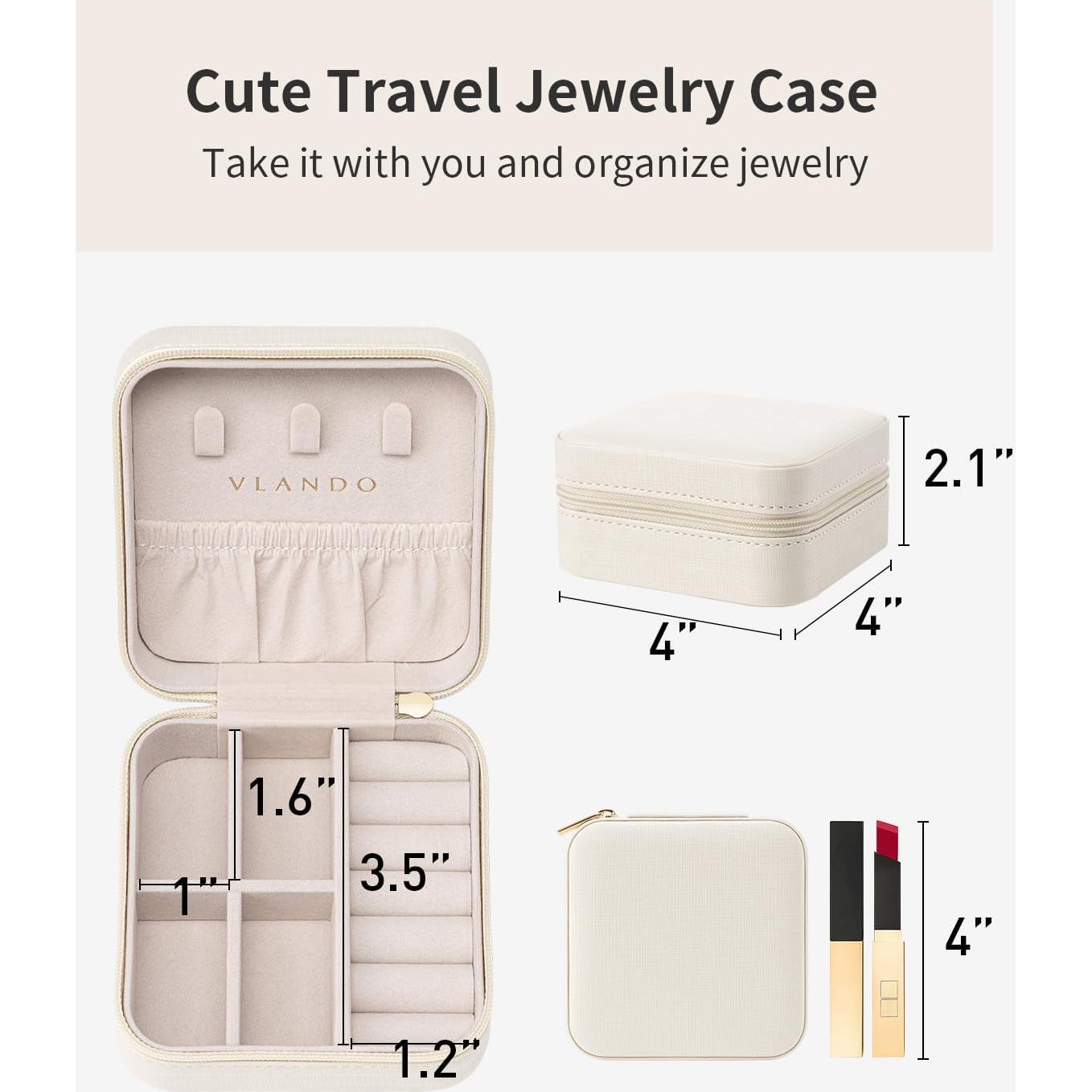 Organizador de Joyería de Viaje Vlando Beige 10x10x5 cm