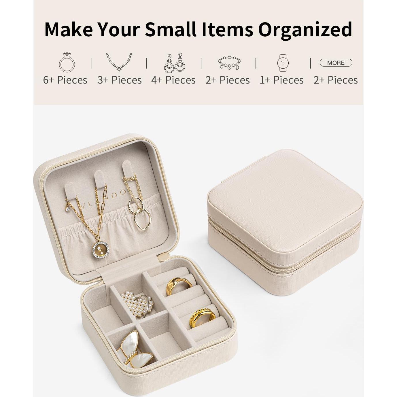 Organizador de Joyería de Viaje Vlando Beige 10x10x5 cm