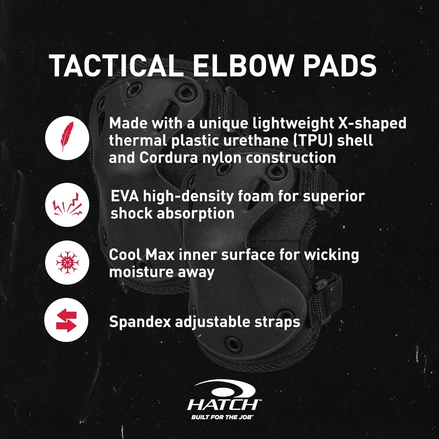Almohadillas Tácticas para Codos Hatch XTAK - Unisex, Negro