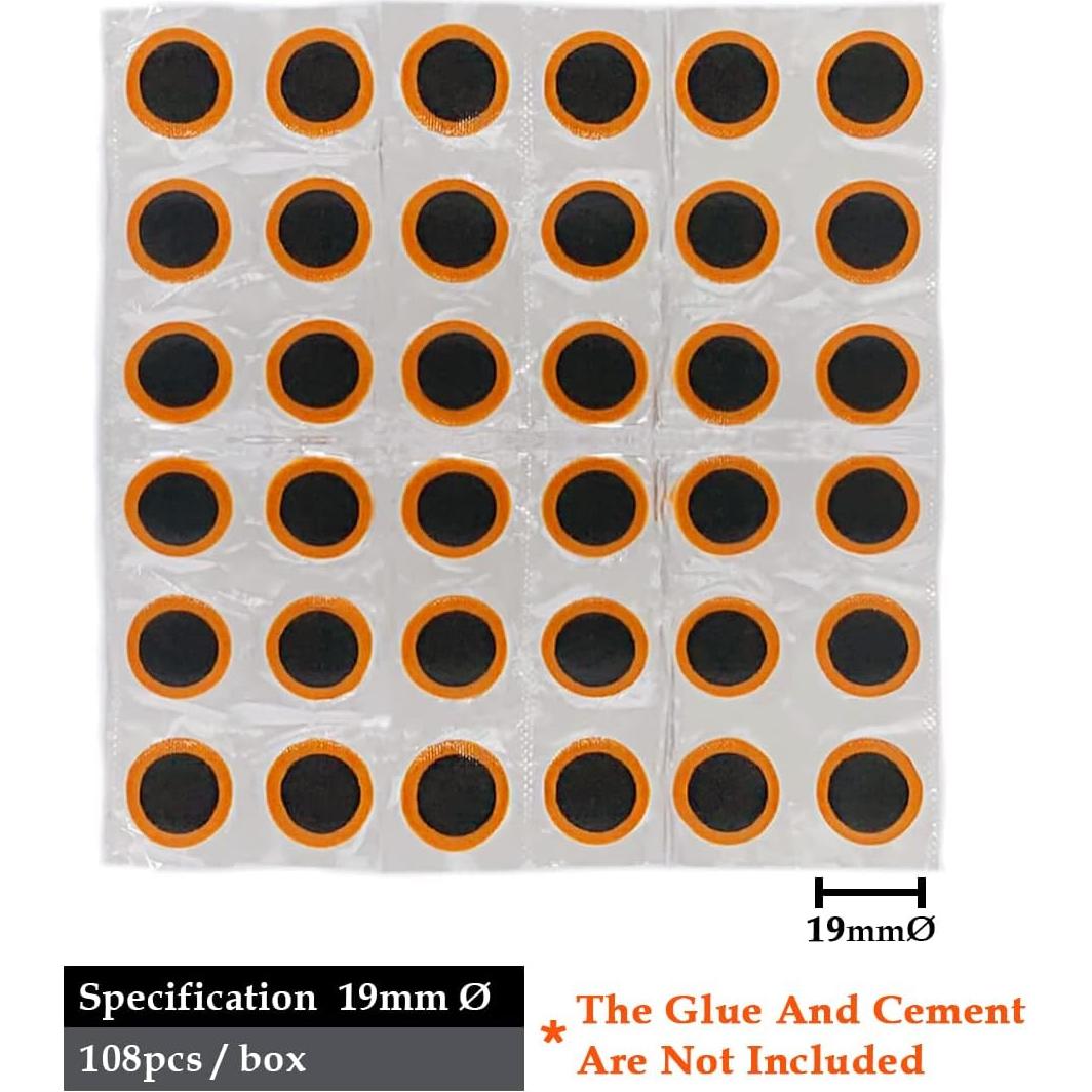 Parches de Reparación PAX 19mm - 108 Piezas para Neumáticos