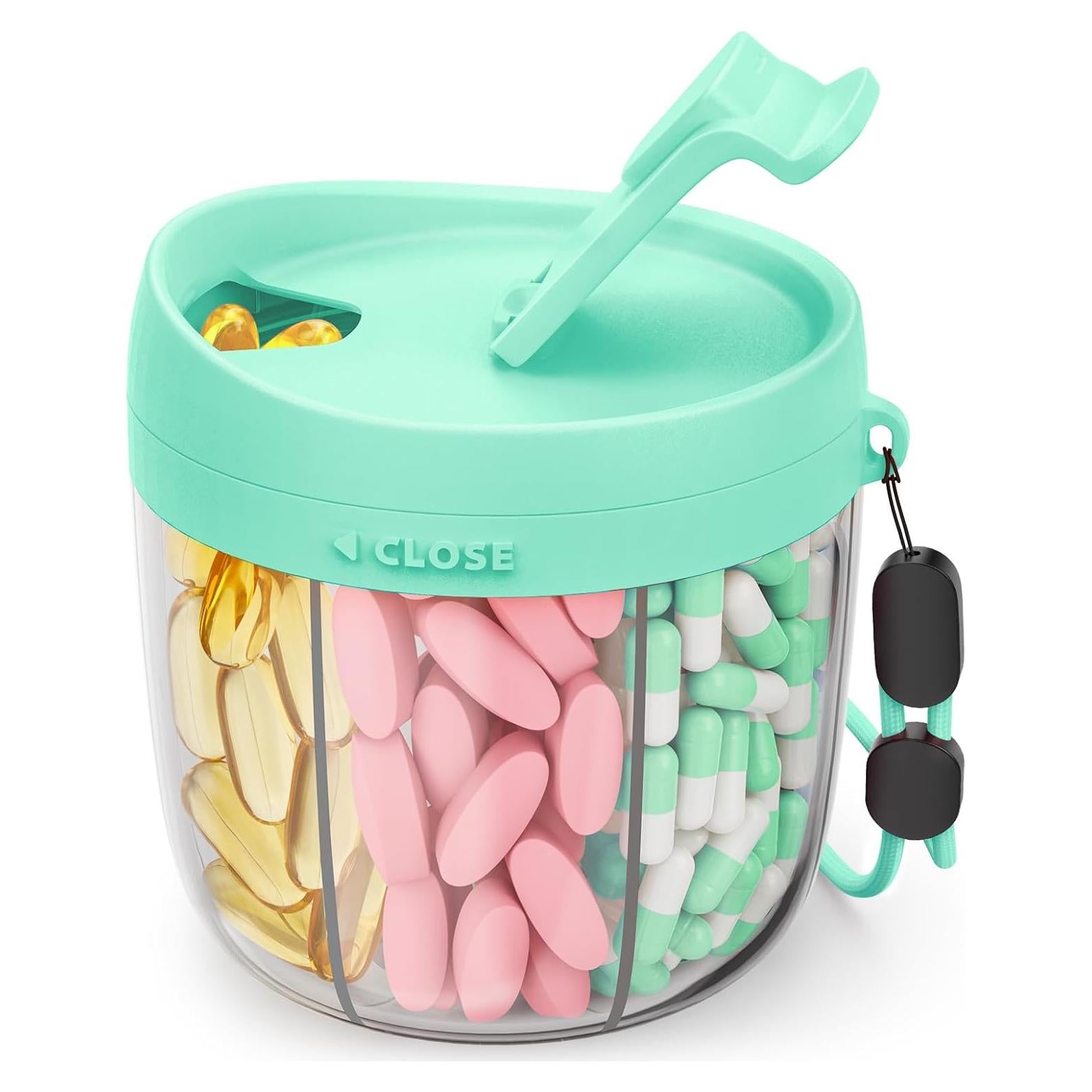 Dispensador de Pastillas AMOOS Verde con 7 Compartimentos