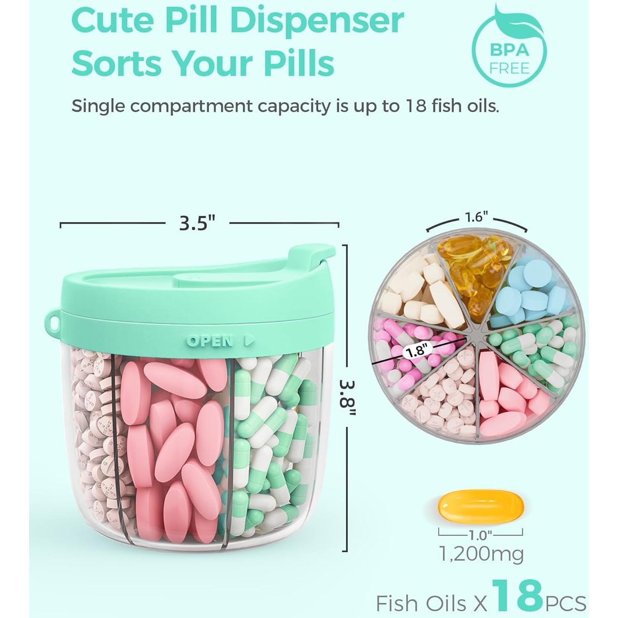 Dispensador de Pastillas AMOOS Verde con 7 Compartimentos