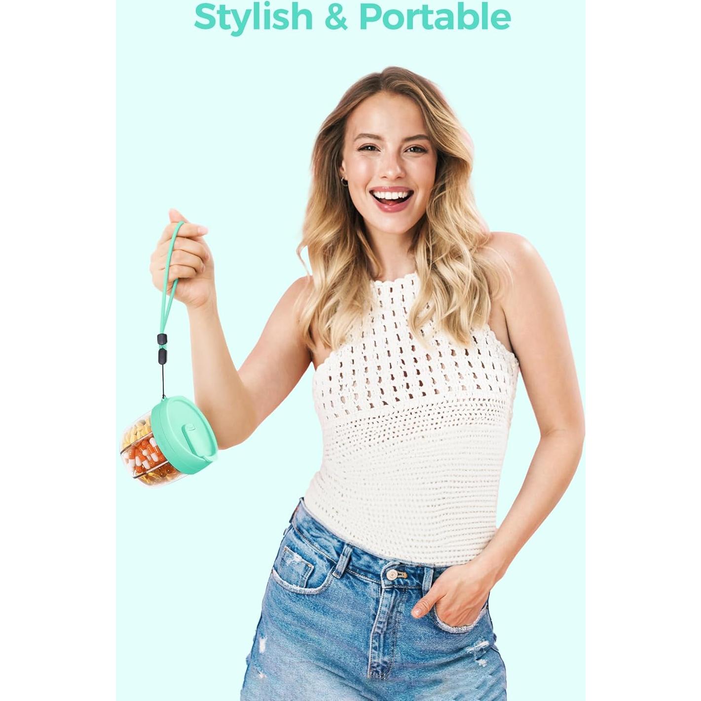 Dispensador de Pastillas AMOOS Verde con 7 Compartimentos