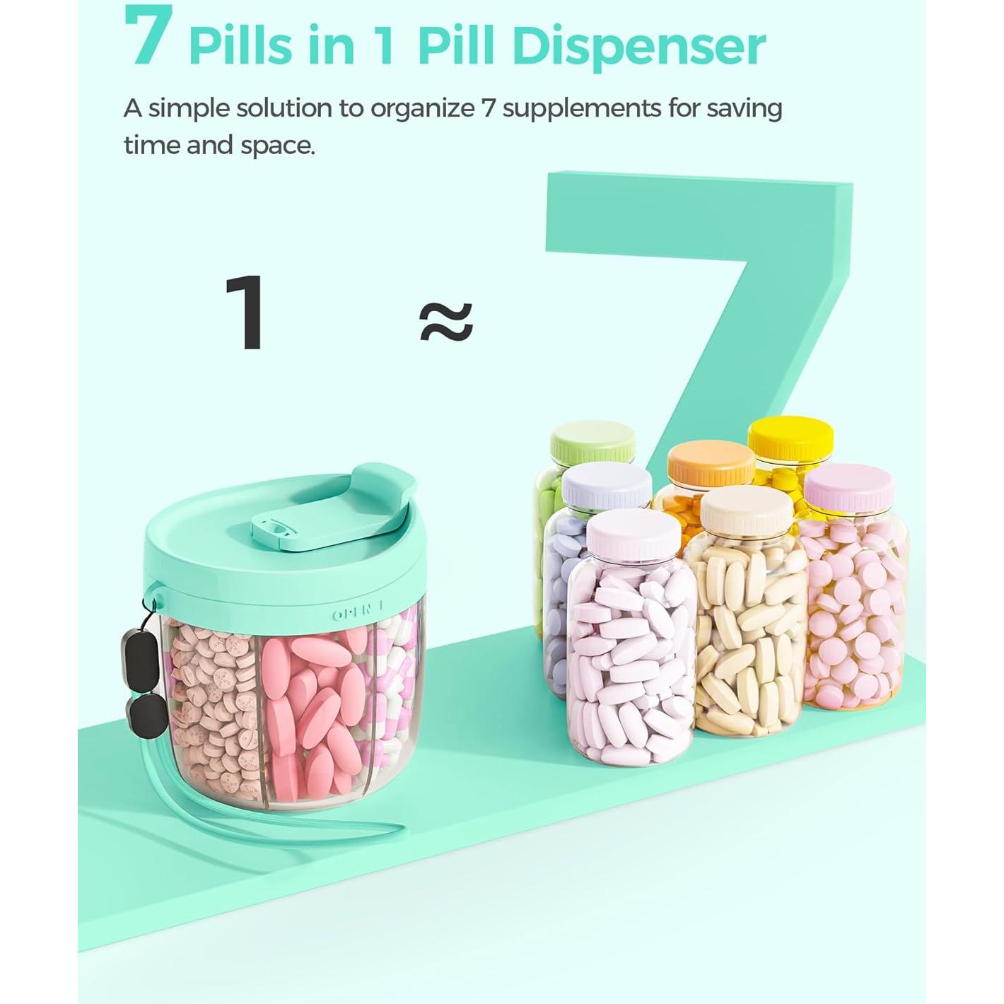 Dispensador de Pastillas AMOOS Verde con 7 Compartimentos