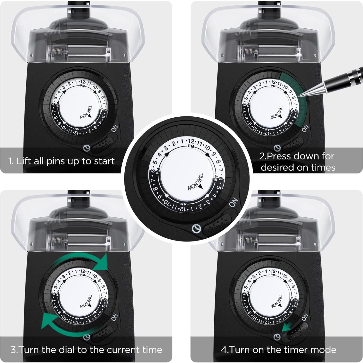 Temporizador Mecánico Exterior G-Homa 48 Configuraciones 15A