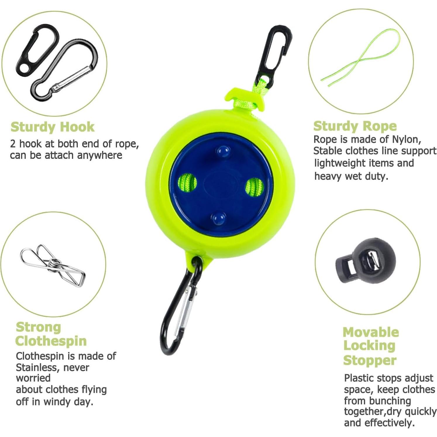 Cuerda de Camping Retráctil Eforwest 10m con 20 Pinzas