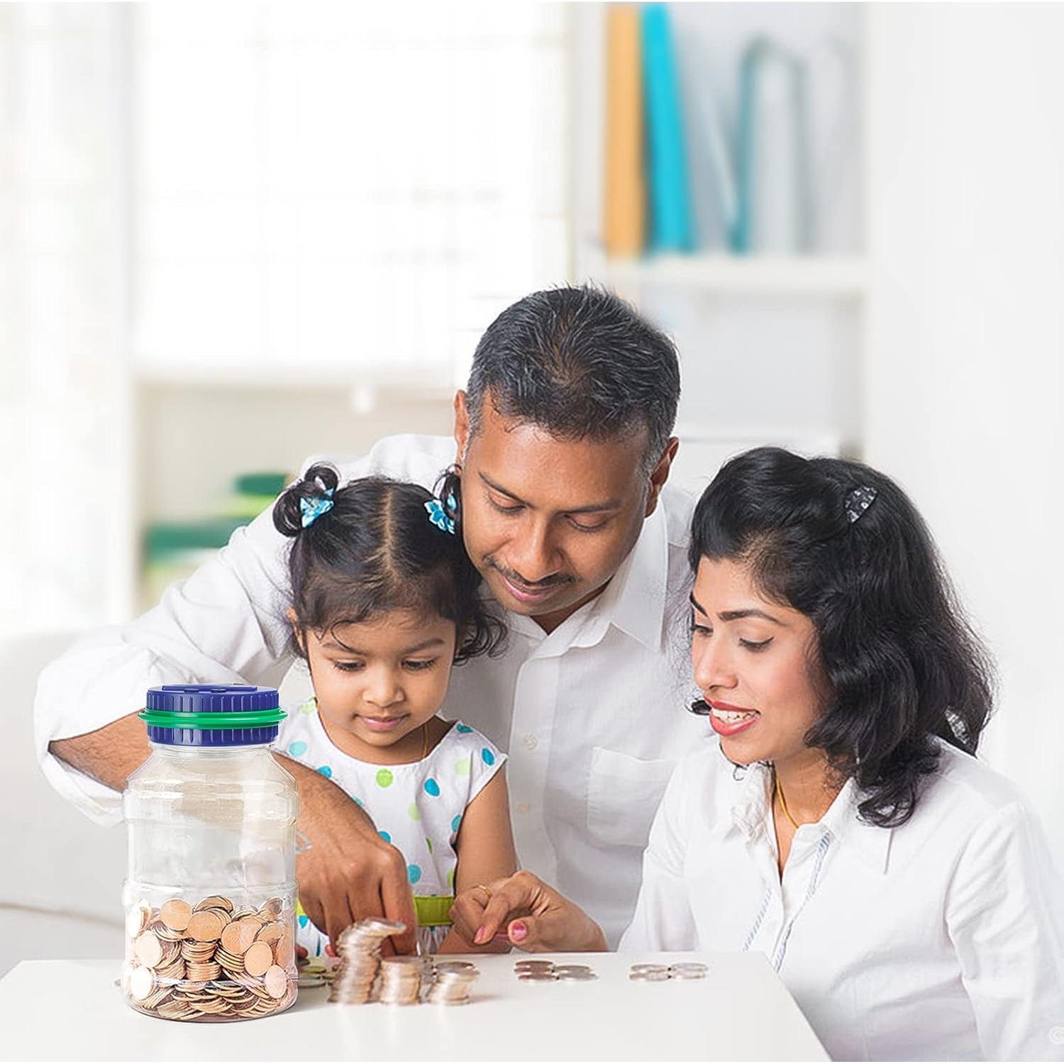 Large Piggy Bank for Adults Kids, Vcertcpl Digital Coin Counting Bank with 1.8L Capacity, Great Coin Bank Money Jar for Adults Kids with Saving Goals, Bank for All US Coins (Green B)