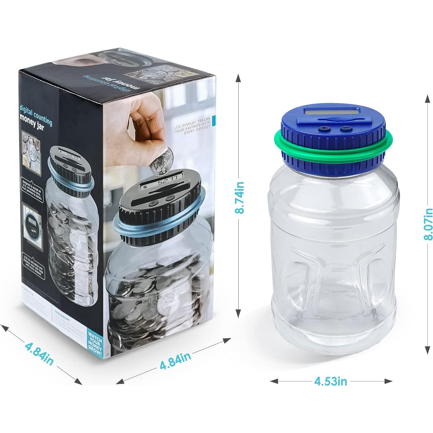 Large Piggy Bank for Adults Kids, Vcertcpl Digital Coin Counting Bank with 1.8L Capacity, Great Coin Bank Money Jar for Adults Kids with Saving Goals, Bank for All US Coins (Green B)