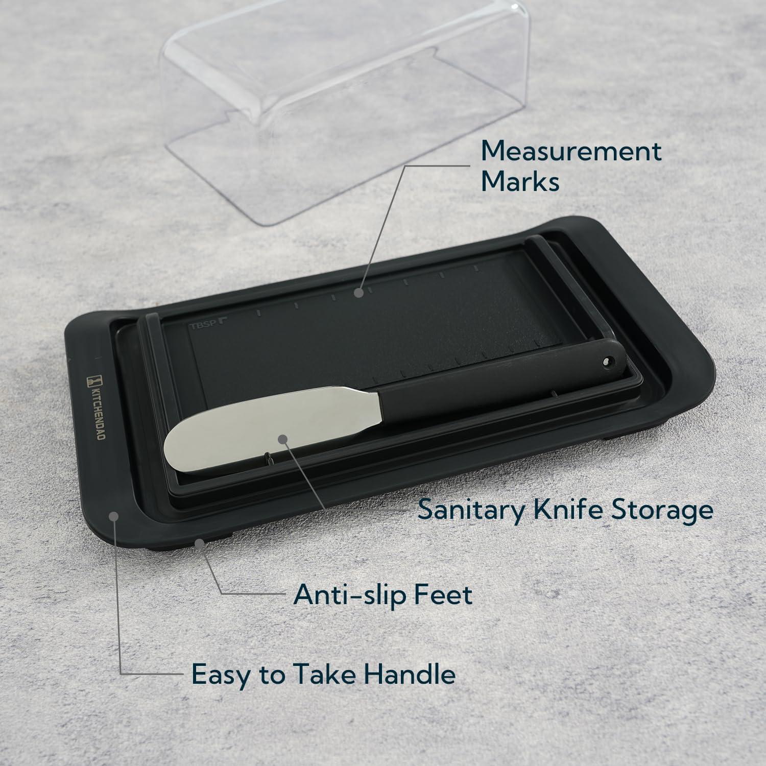 Caja de Mantequilla Hermética KITCHENDAO con Cuchillo - Negra