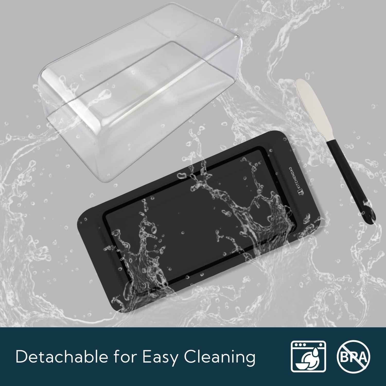 Caja de Mantequilla Hermética KITCHENDAO con Cuchillo - Negra