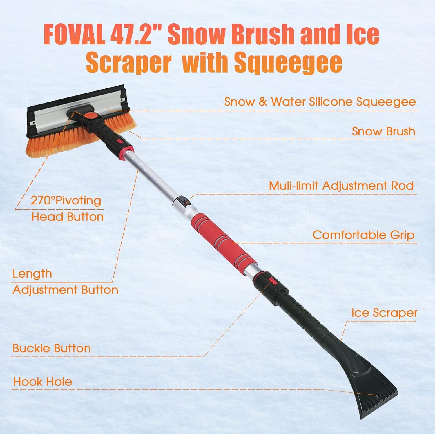 Cepillo para Nieve FOVAL 120 cm con Raspador de Hielo